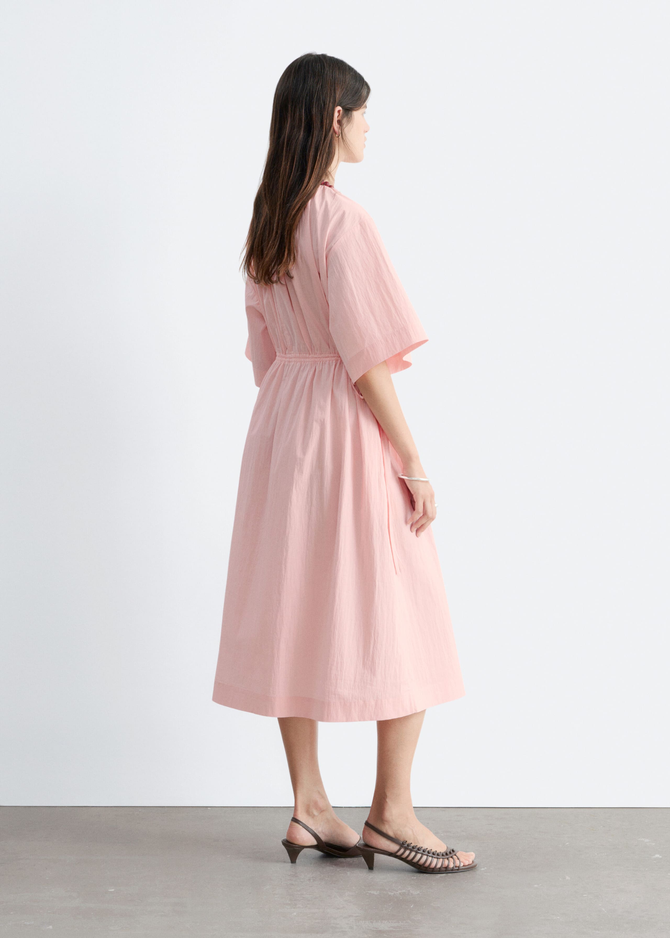 Drawstring Midi Dress - Beige - Lookbook