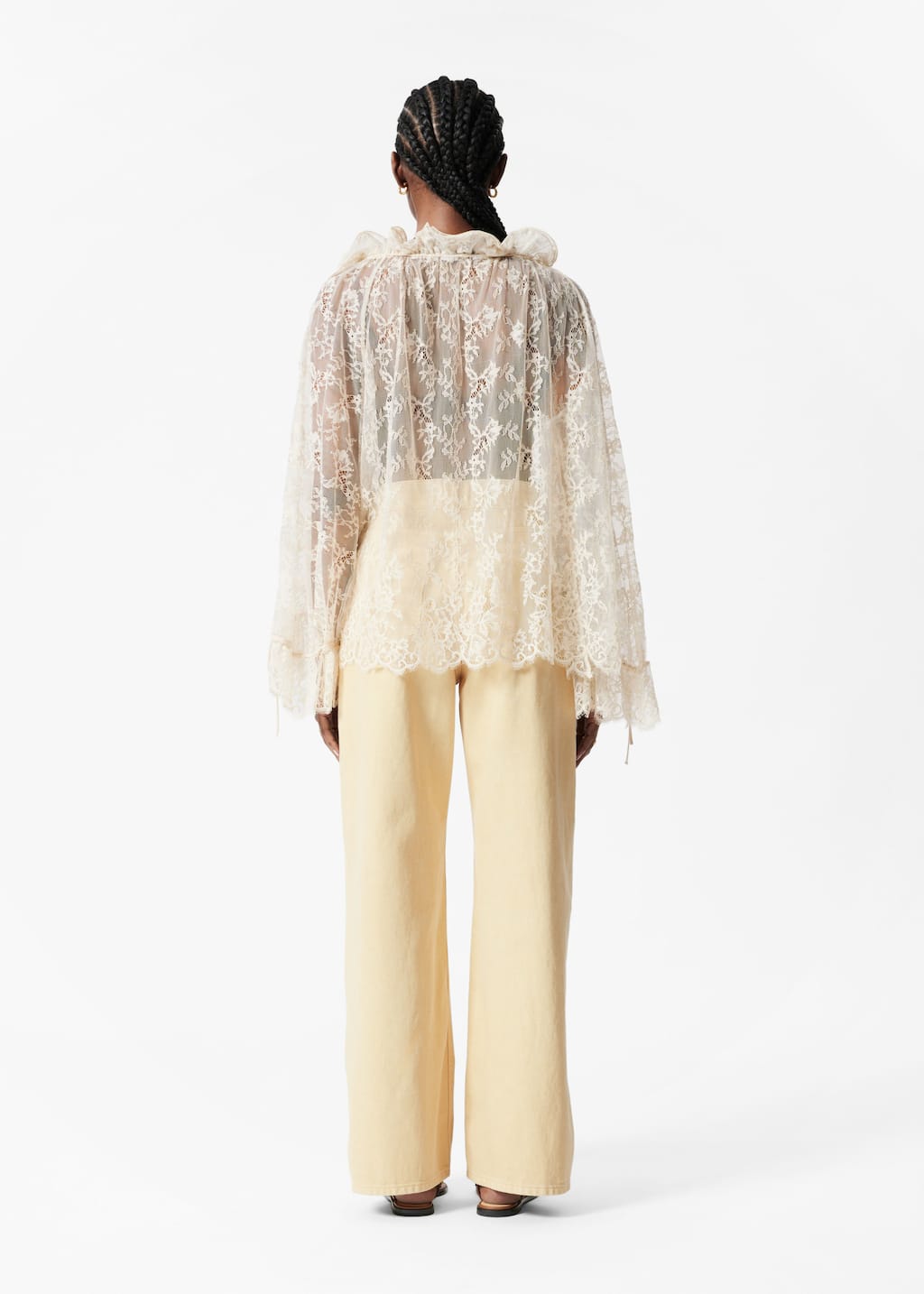 Ruffle Lace Blouse - Cream - Lookbook