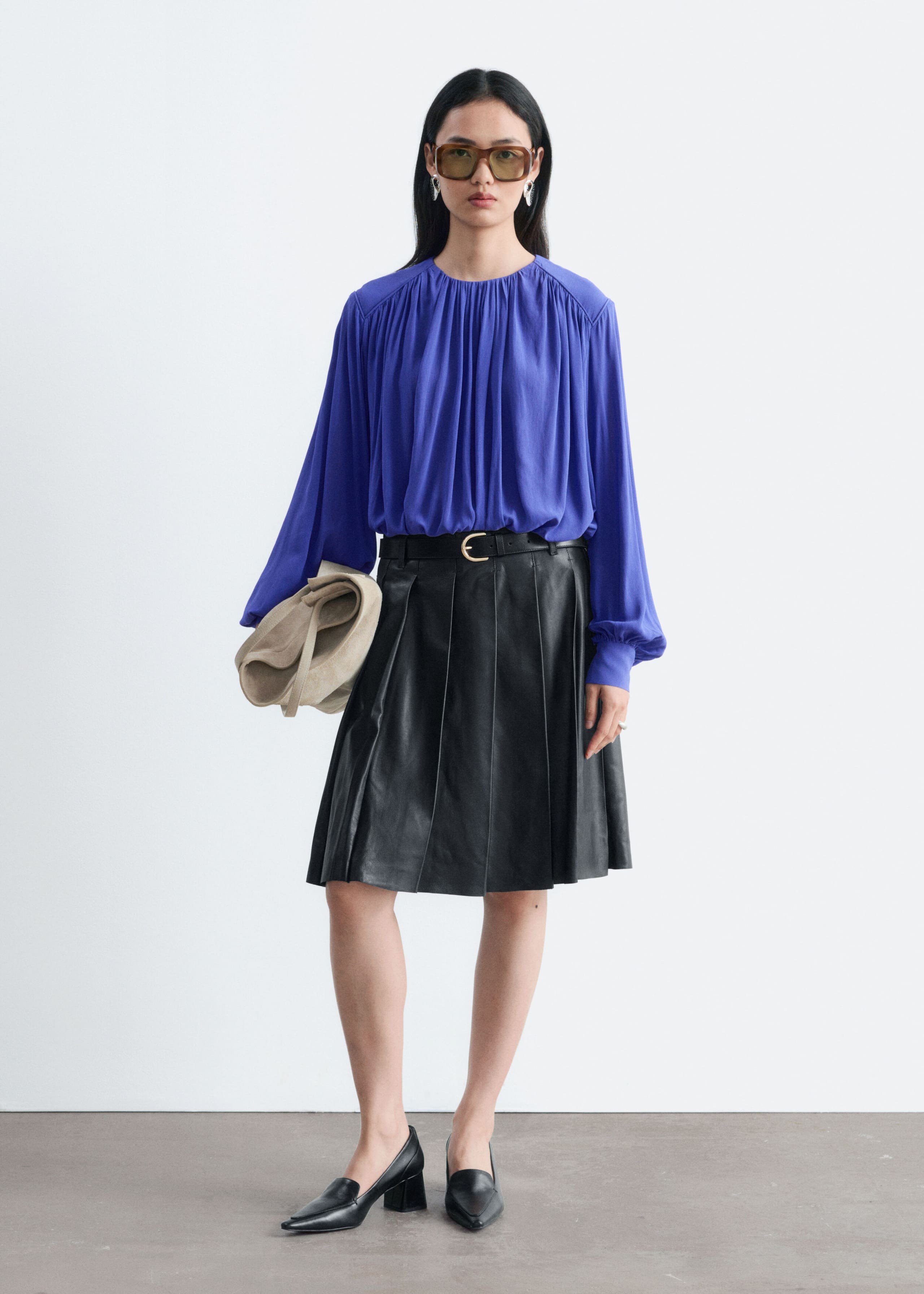 Blusa fruncida - Morado - Lookbook