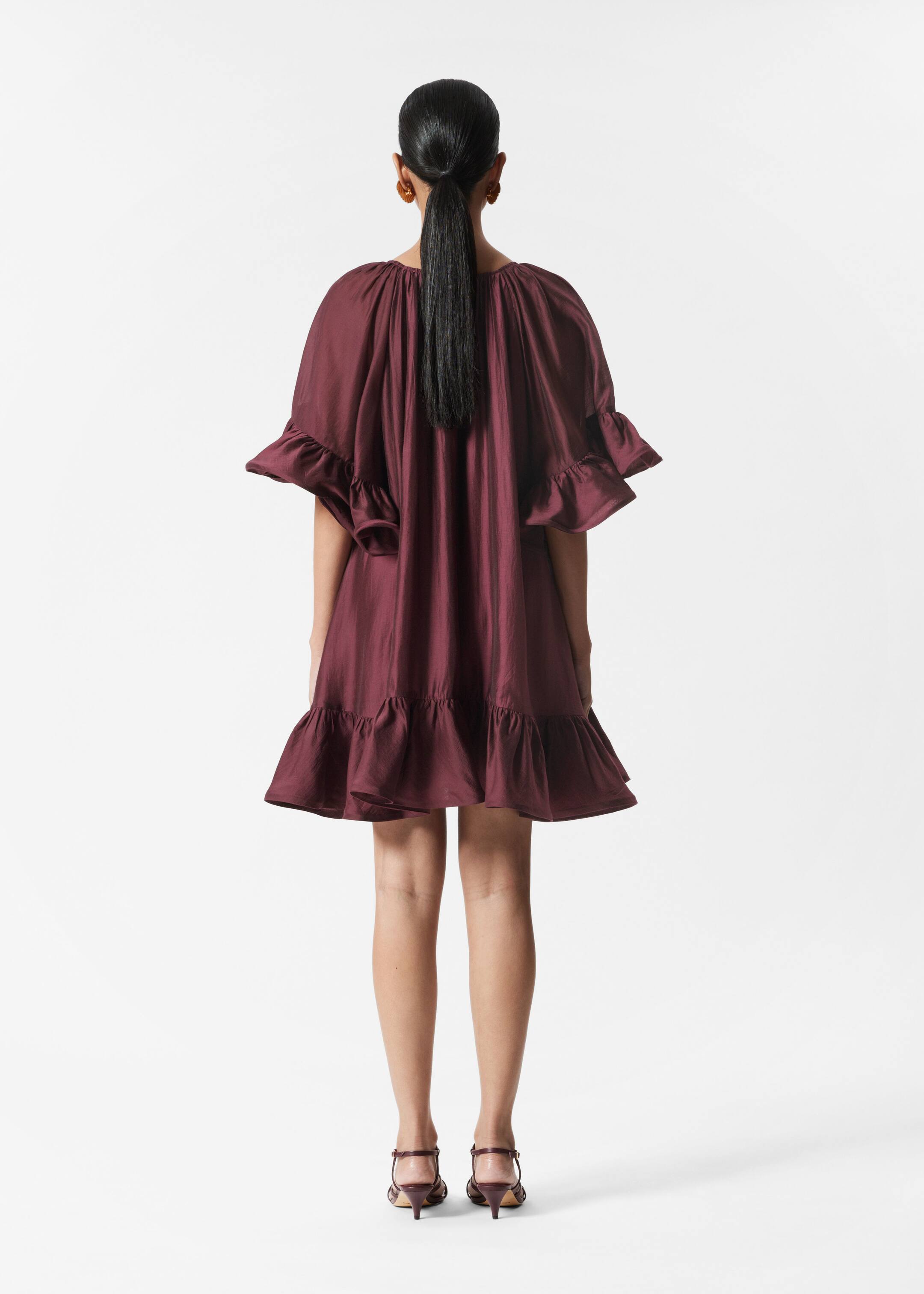 Grotere afbeelding bekijken: Mini-jurk met ruches - Donkerrood - DAMES | H&M NL 5