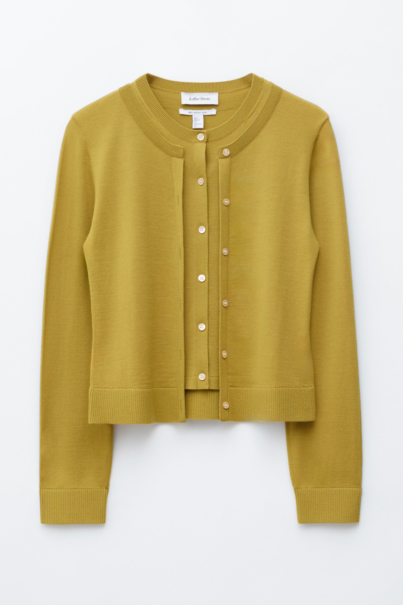 Dubbellaags vest van merinowol - Mosterdgeel/Zwart - 2