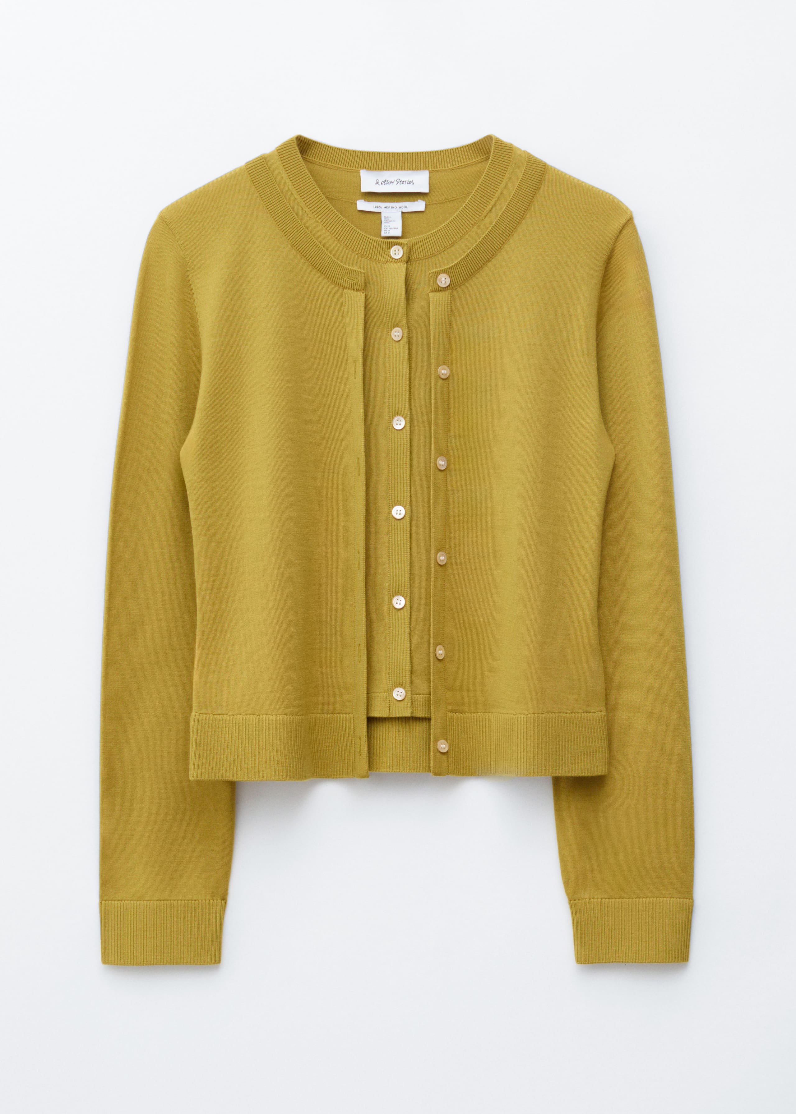 Double-Layer Wool Cardigan - Mustard Yellow - Still Life