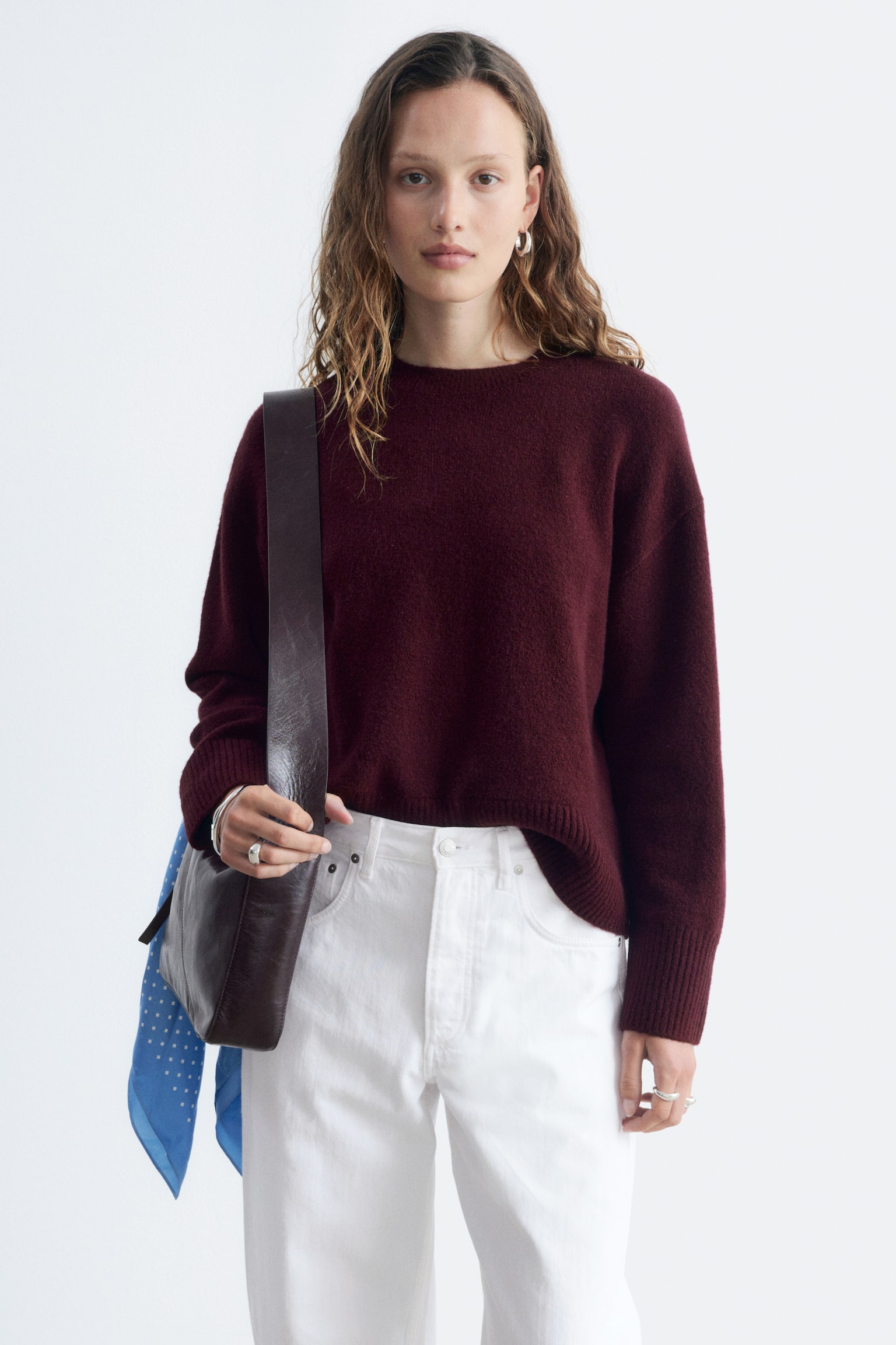 Relaxed Knit Jumper - Dark Red/Mole Beige/Lilac/Black/Light Blue/Grey Melange - 1