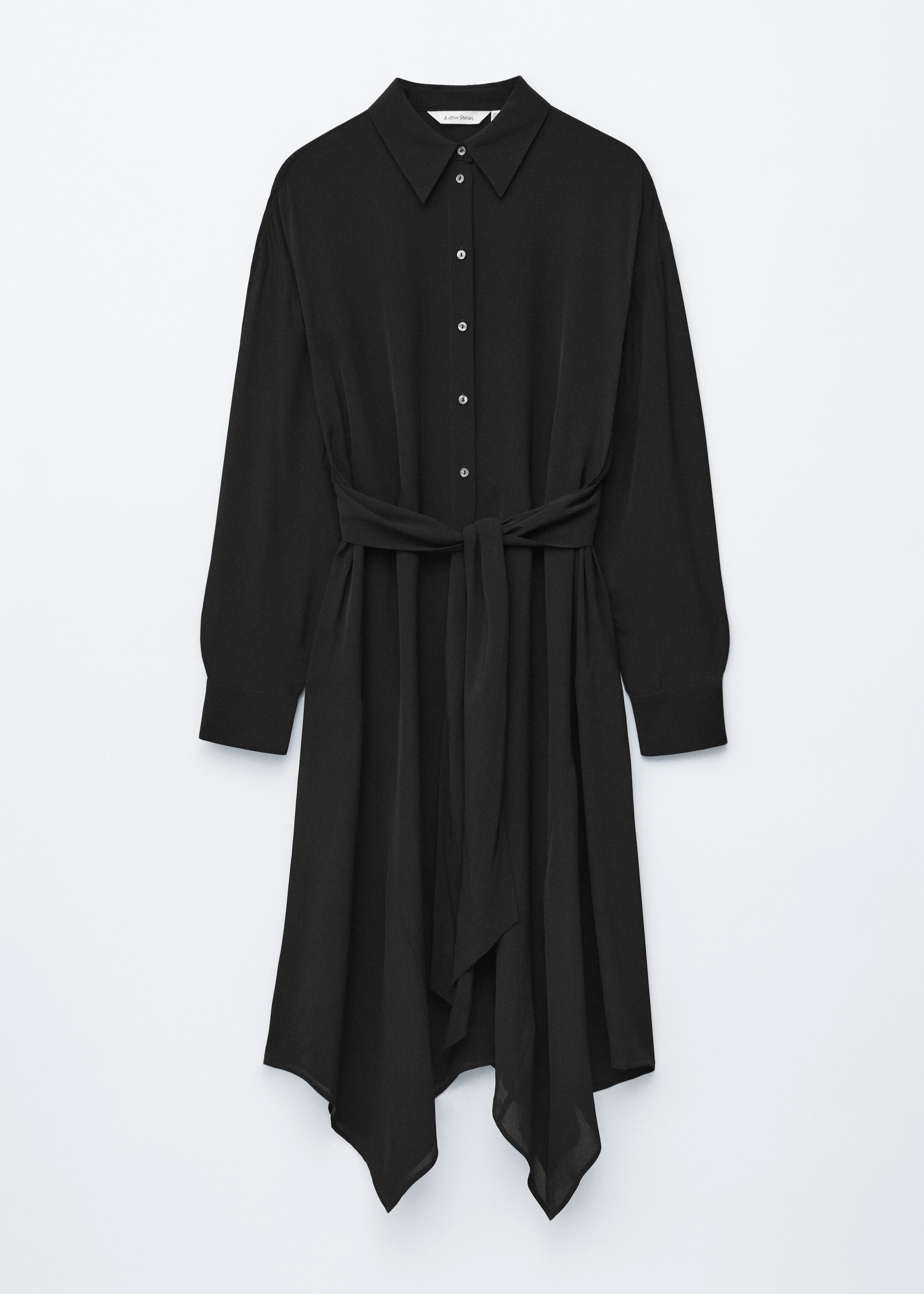 Tie-Detail Midi Shirt Dress