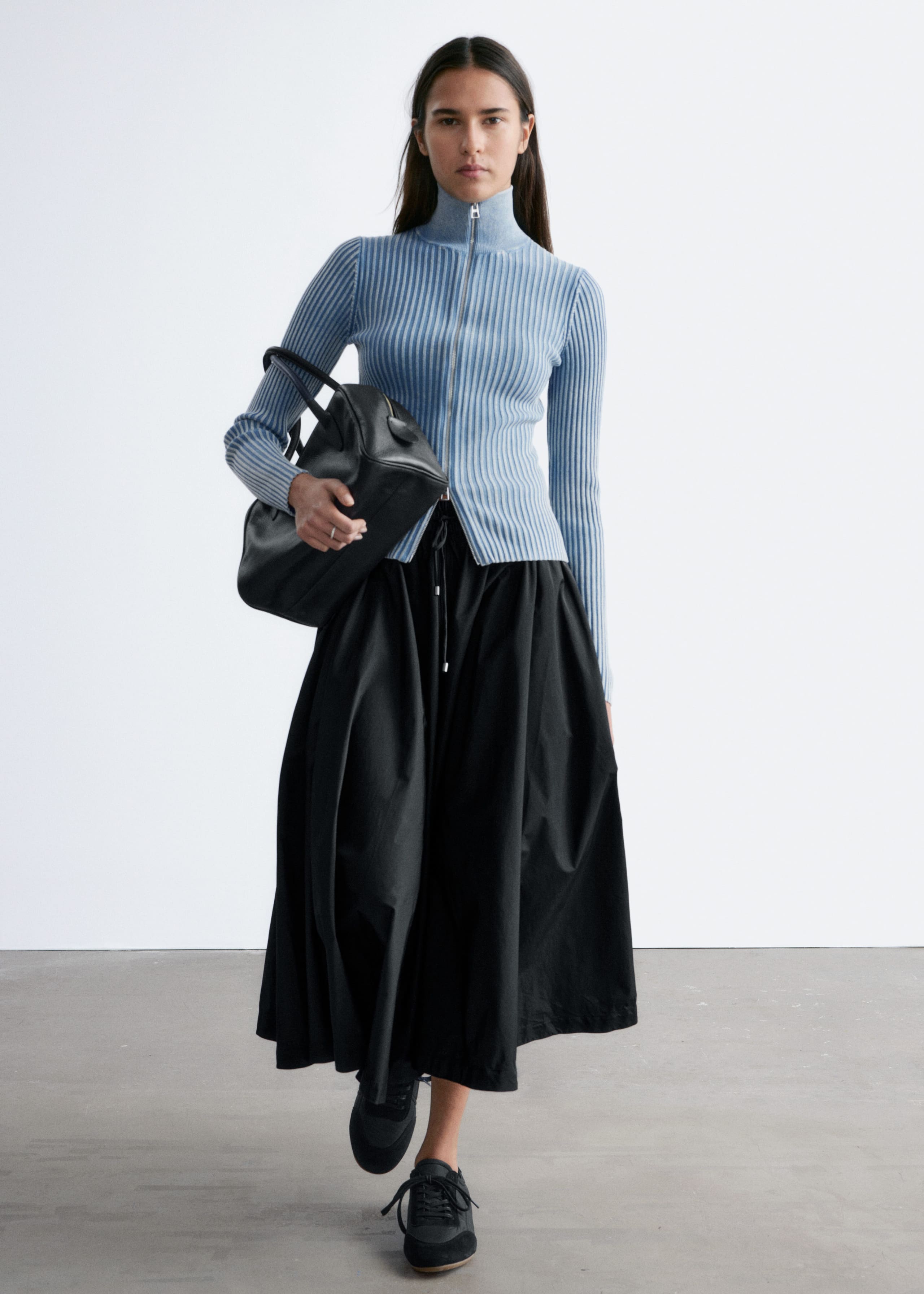 Image of Voluminous Drawstring Midi Skirt