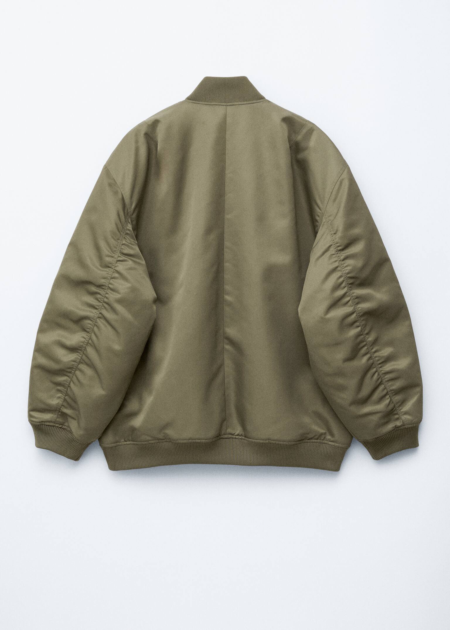 Dlhá Bomber Bunda - Khaki zelená - 7