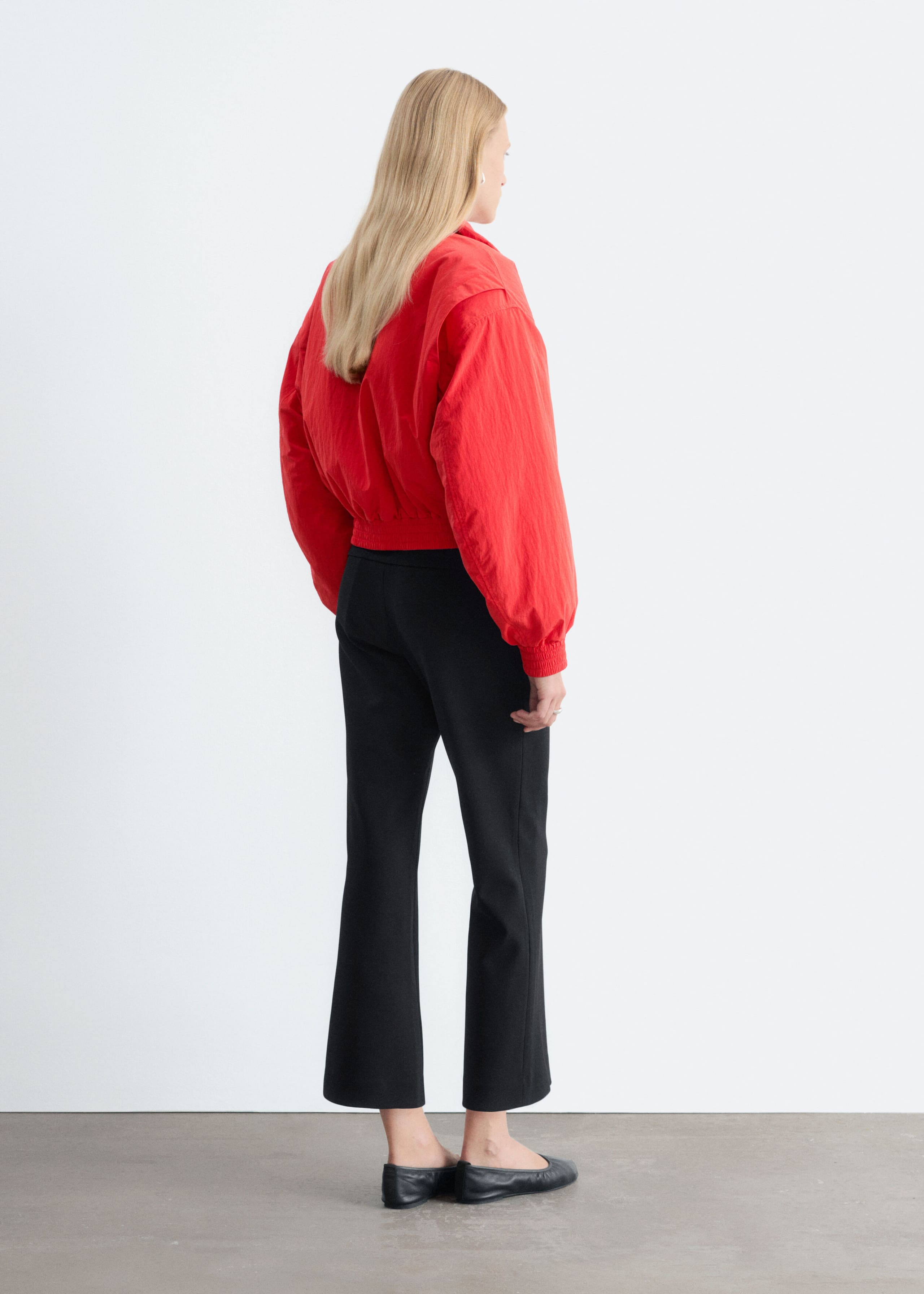 Cropped Kick Flare Trousers - Black - Lookbook