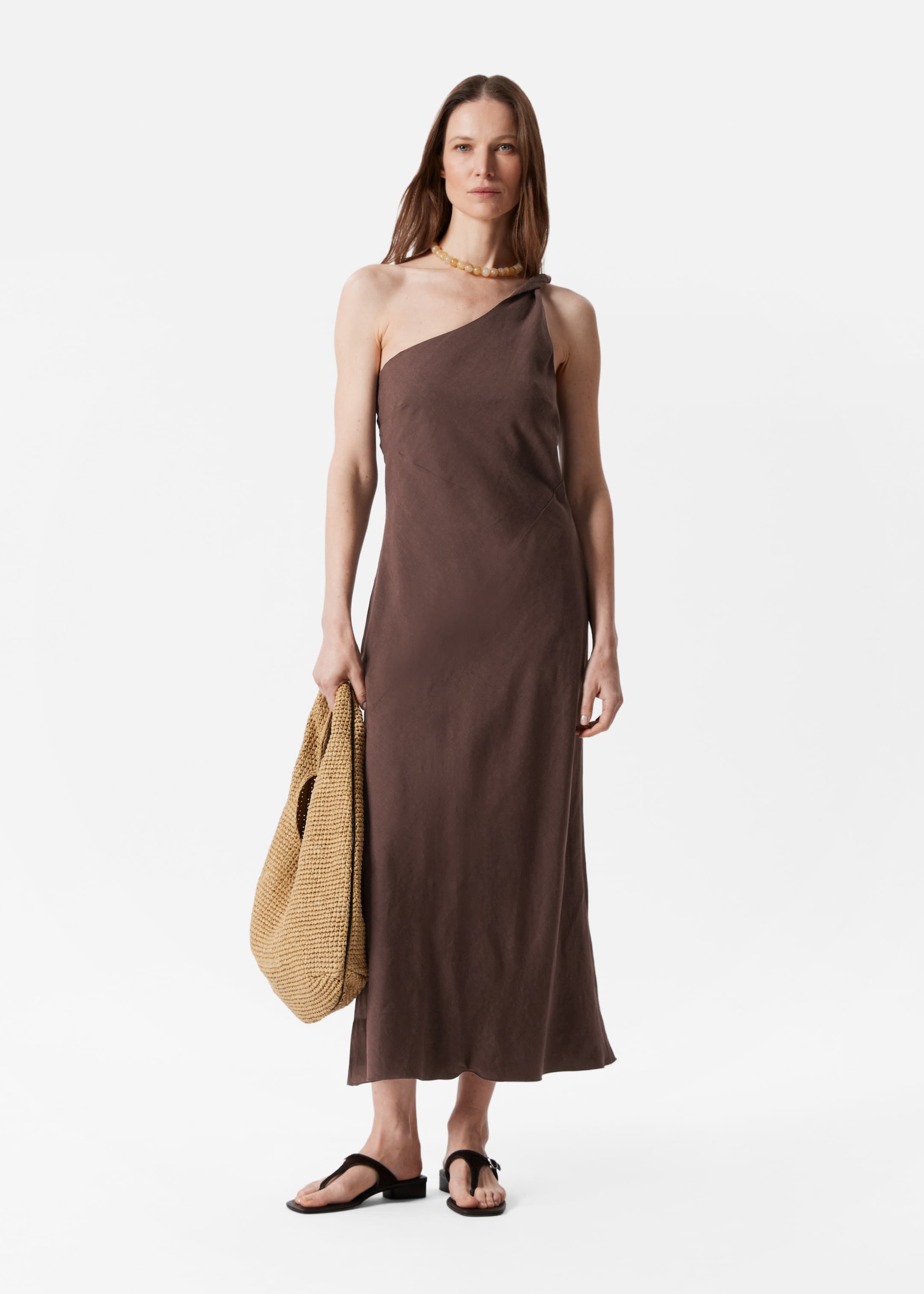 Visualizza immagine più grande: Abito midi monospalla - Marrone scuro - DONNA | H&M IT 1