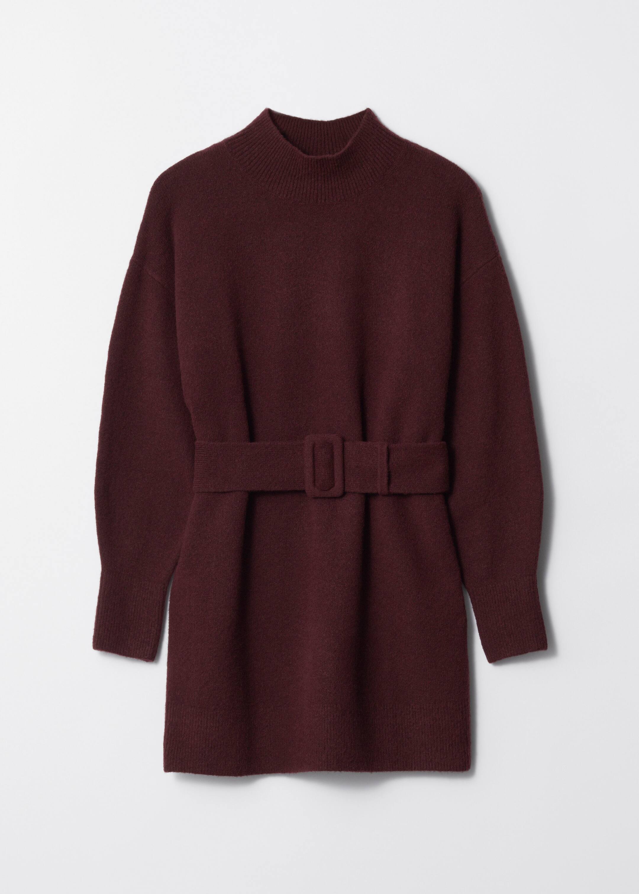 Grösseres Bild ansehen: Mini-Strickkleid mit Gürtel - Dunkelrot - DAMEN | H&M CH 1