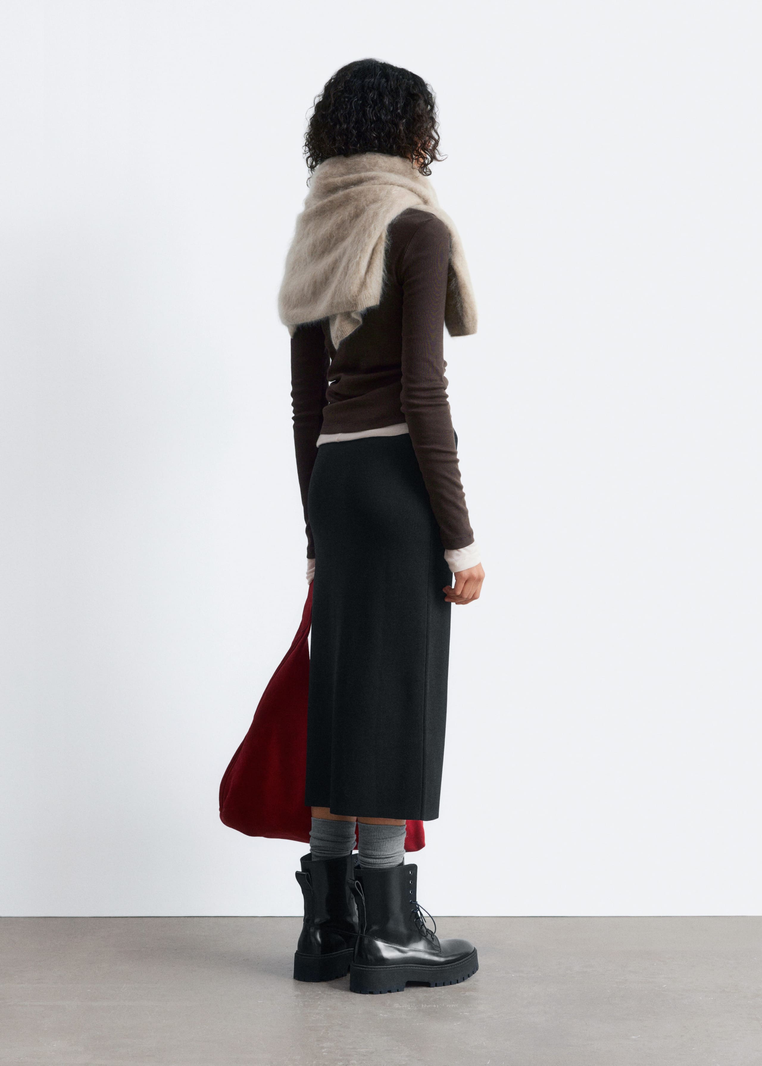 Image of Knitted Pencil Midi Skirt