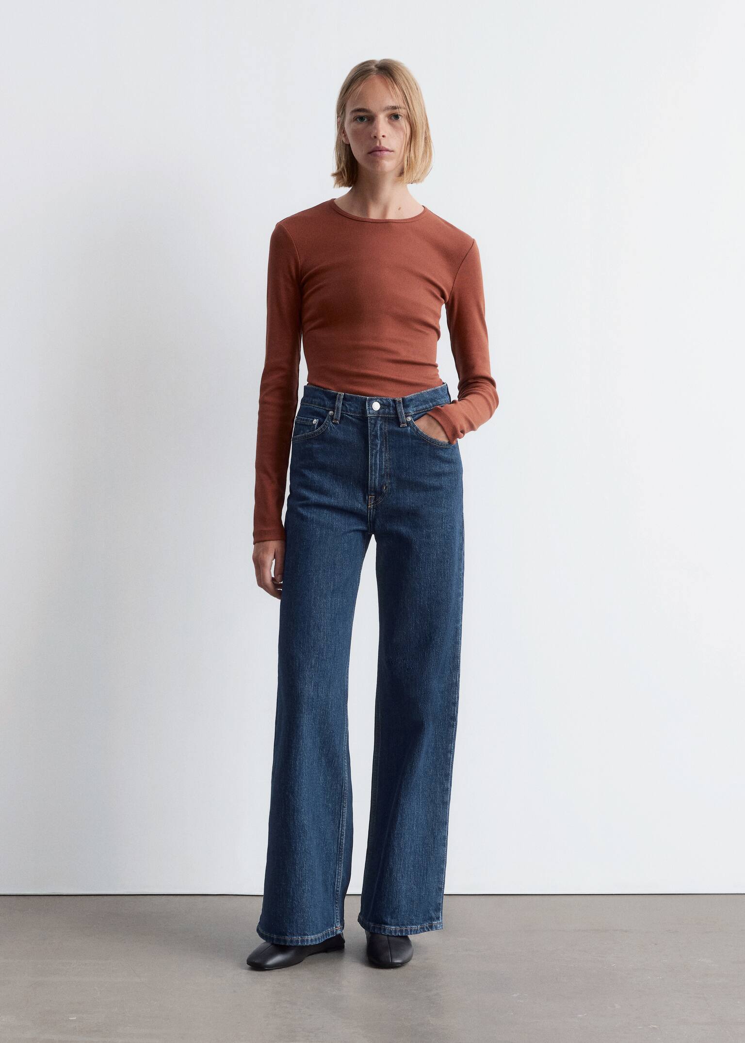 Jeans mit weitem Bein - Mittelblau/Dunkelblau/Blau/Mittelblaue Waschung/Hellblau/Dunkelrot/Schwarz/Grau/Dunkelbraun - 7