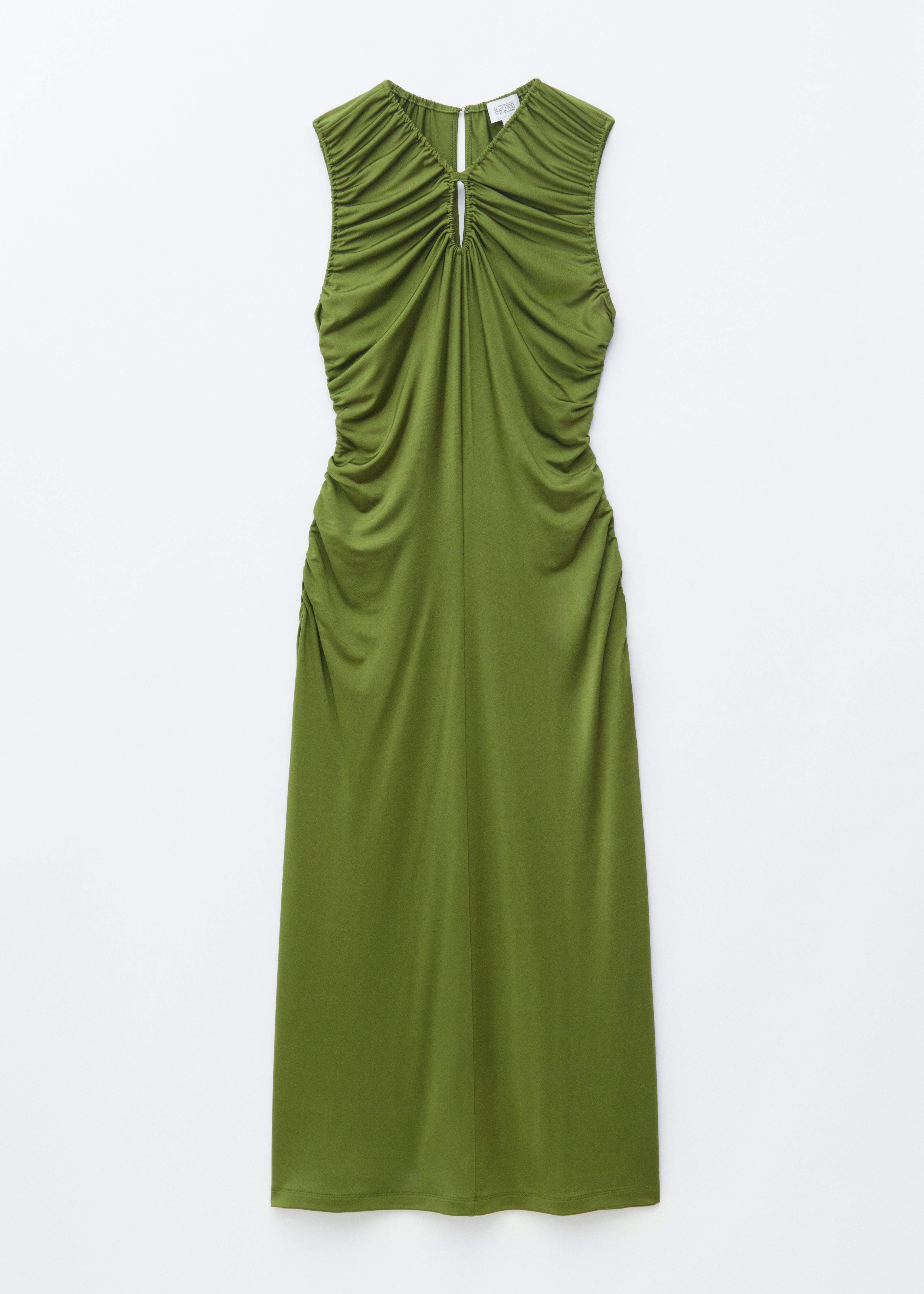 Μίντι Φόρεμα με Ρυτιδώσεις και Άνοιγμα στη Λαιμόκοψη