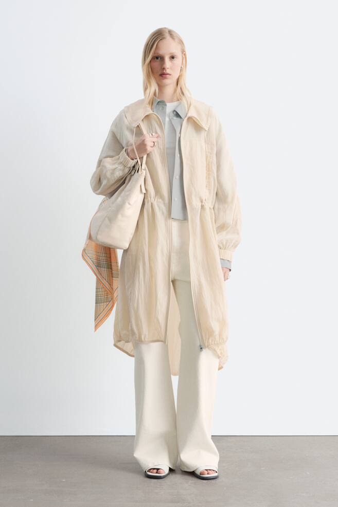 Parka con cordón de ajuste - Beige - 1