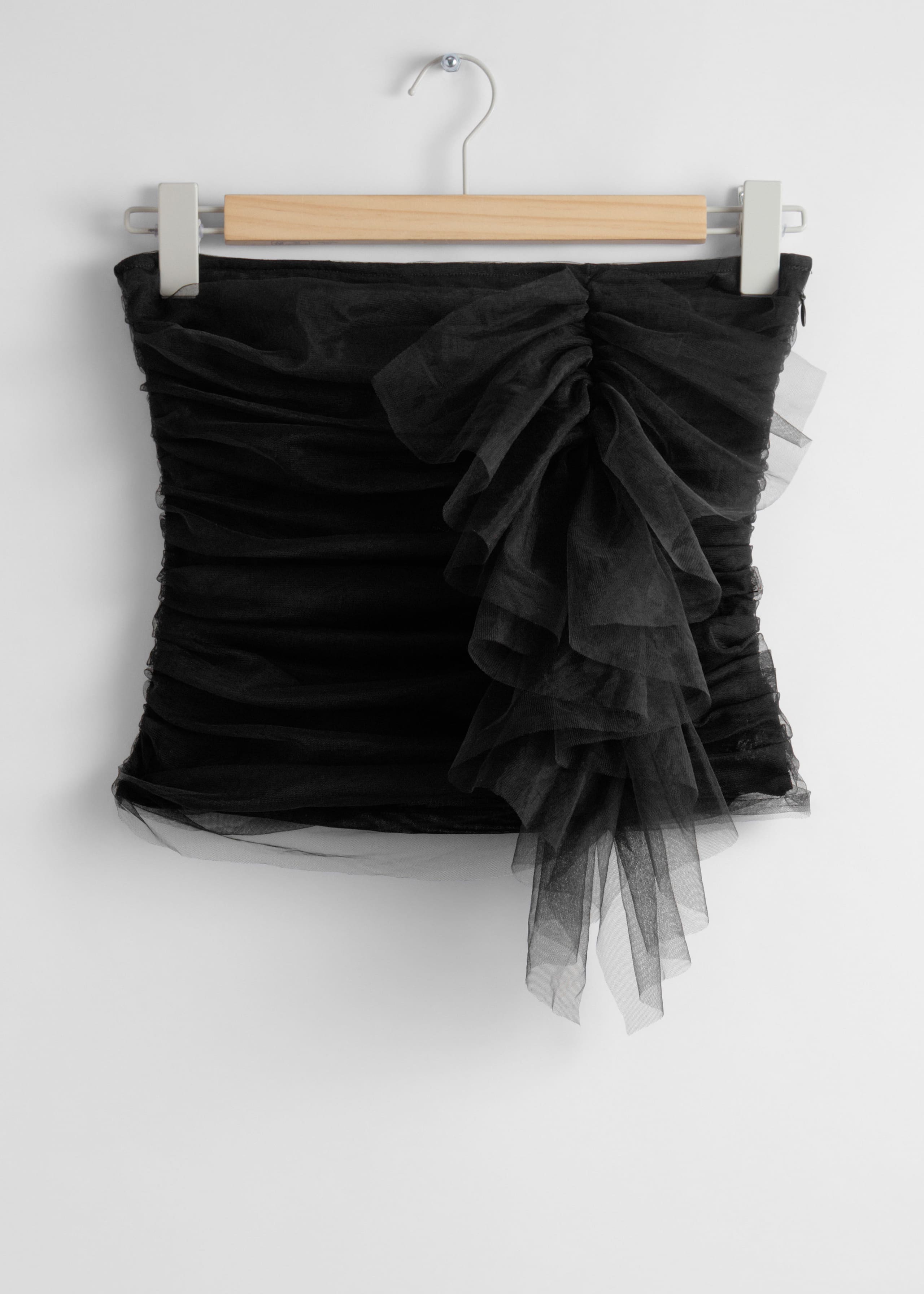 Ruffled Tulle Corset Top - Black - Still Life