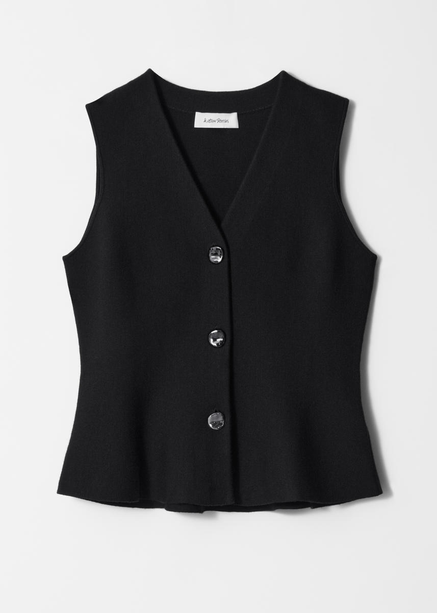 & Other Stories Knitted Peplum Waistcoat In Black