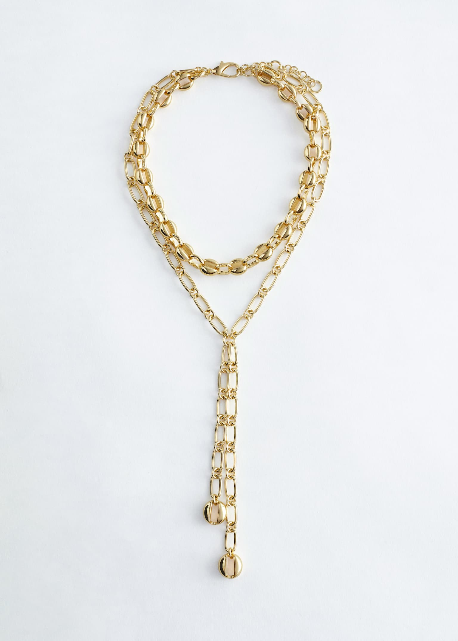 Bold Layered Chain Necklace - Gold - 2