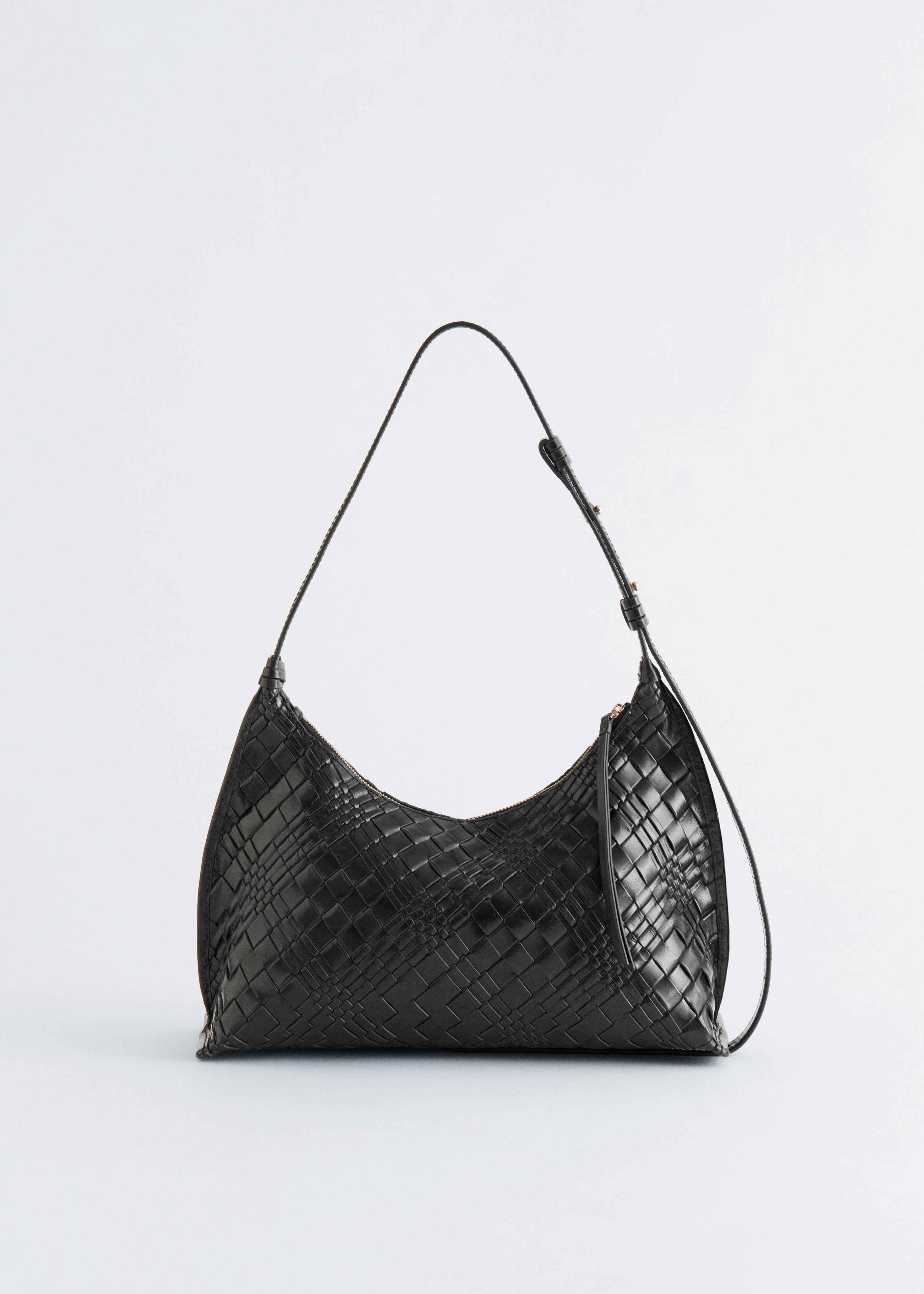 Interwoven Leather Crossbody Bag - Fekete/Khaki zöld