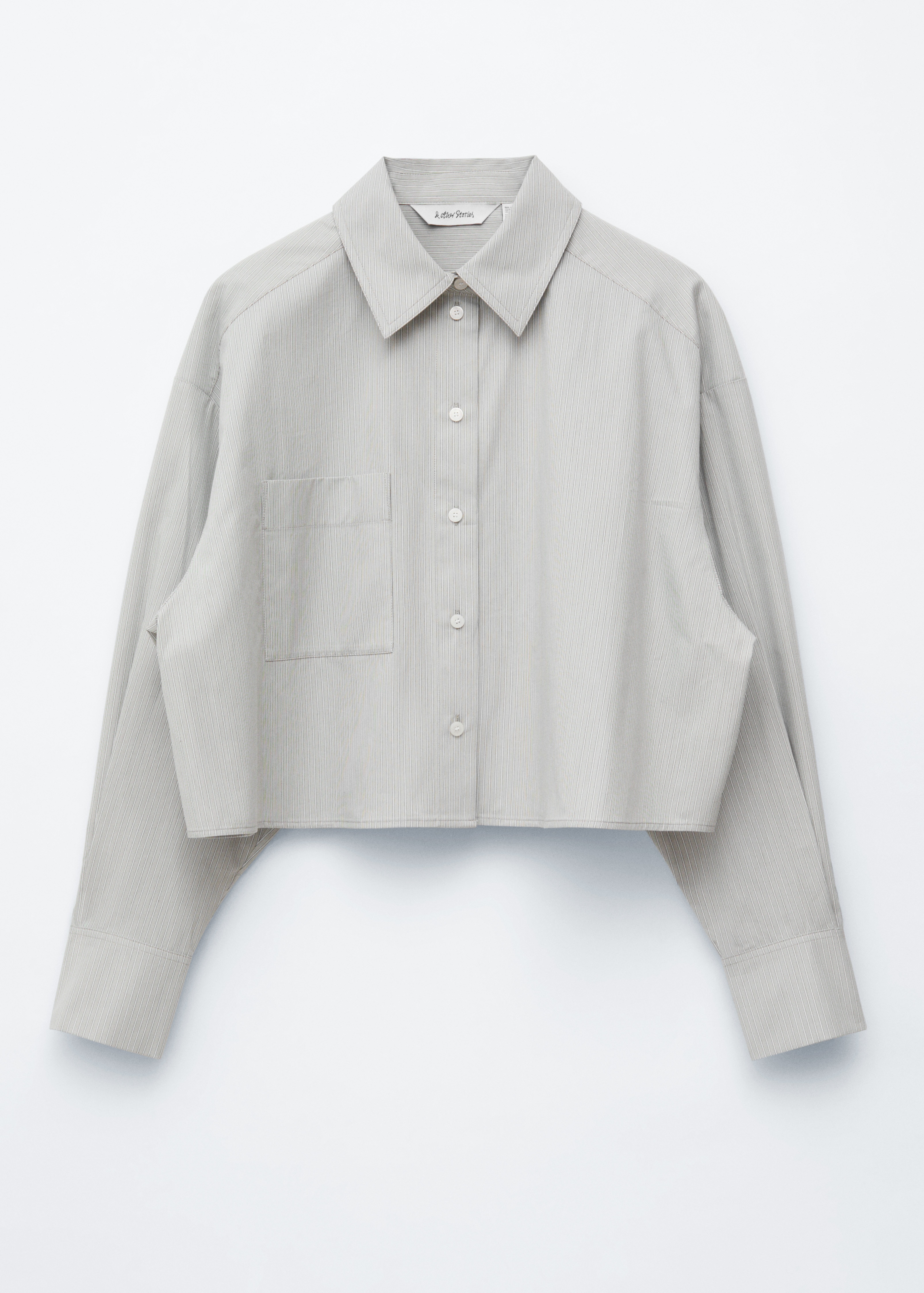 Camicia cropped in cotone oversize - Righe beige/blu/Rosa pastello/Nero/Bianco