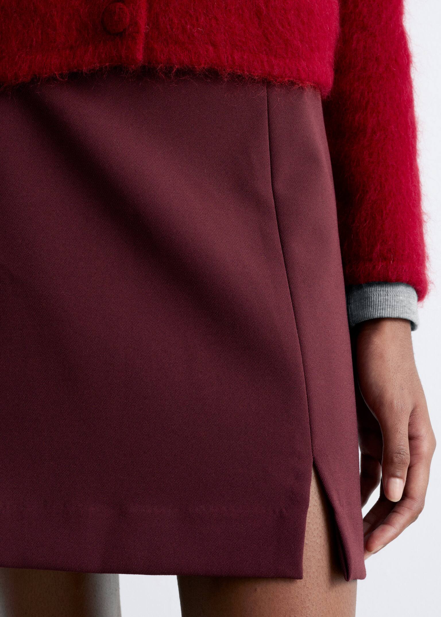 Ψηλόμεση Μίνι Φούστα - Dark Red/Μαύρο/Brown - 4