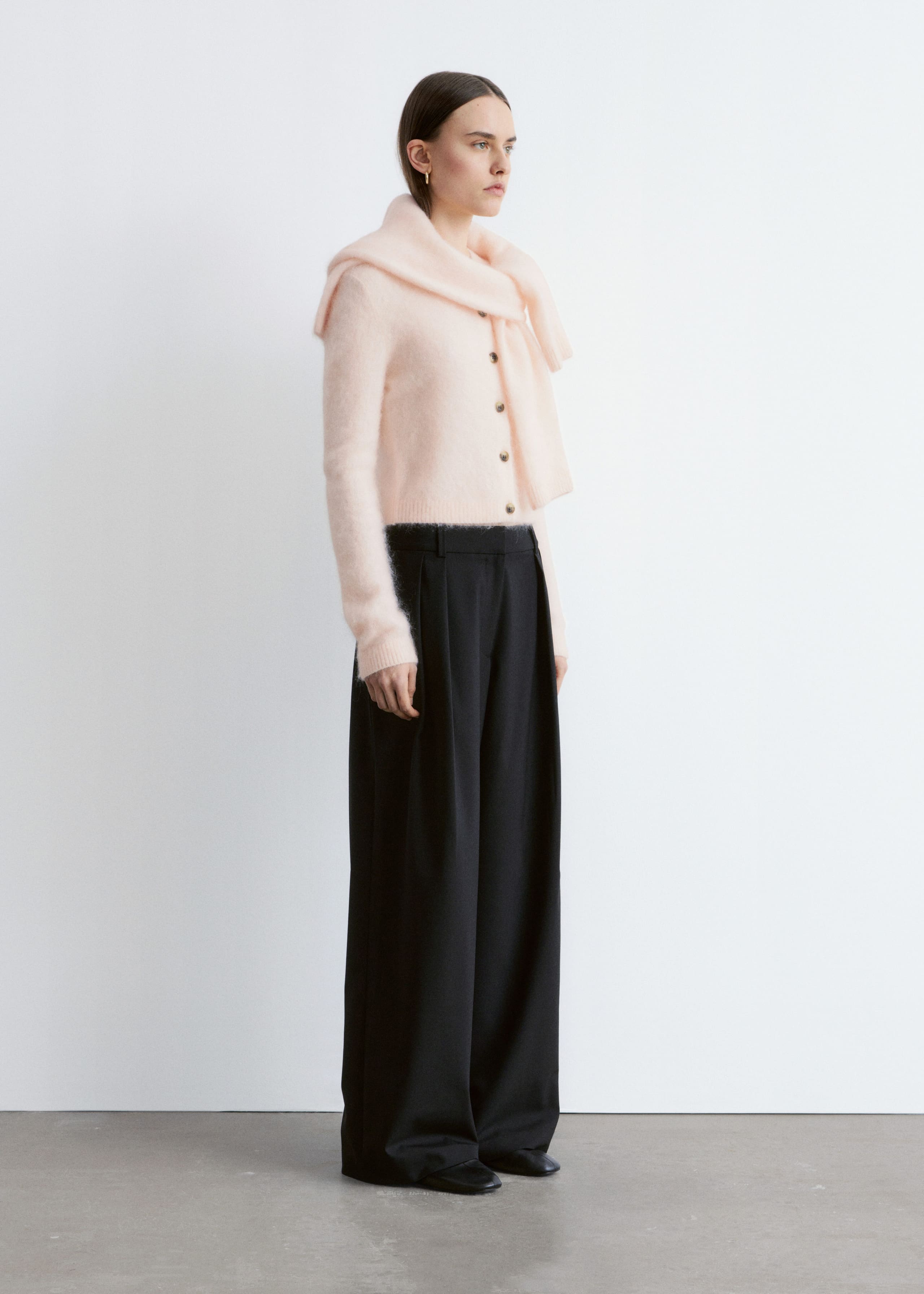 Cardigan in misto mohair spazzolato - Pesca - Lookbook