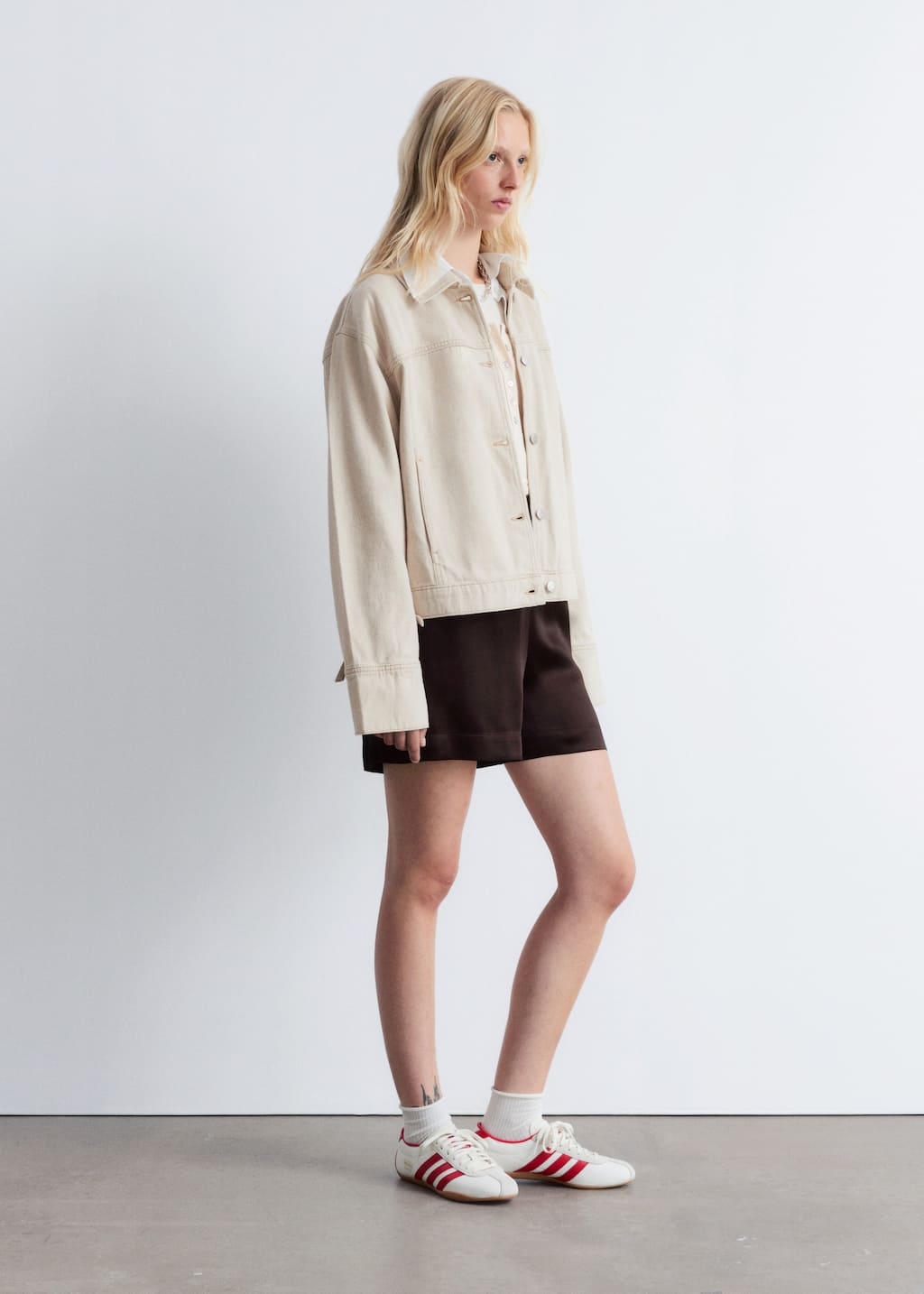 Image of Cropped Tie-Closure Denim Jacket