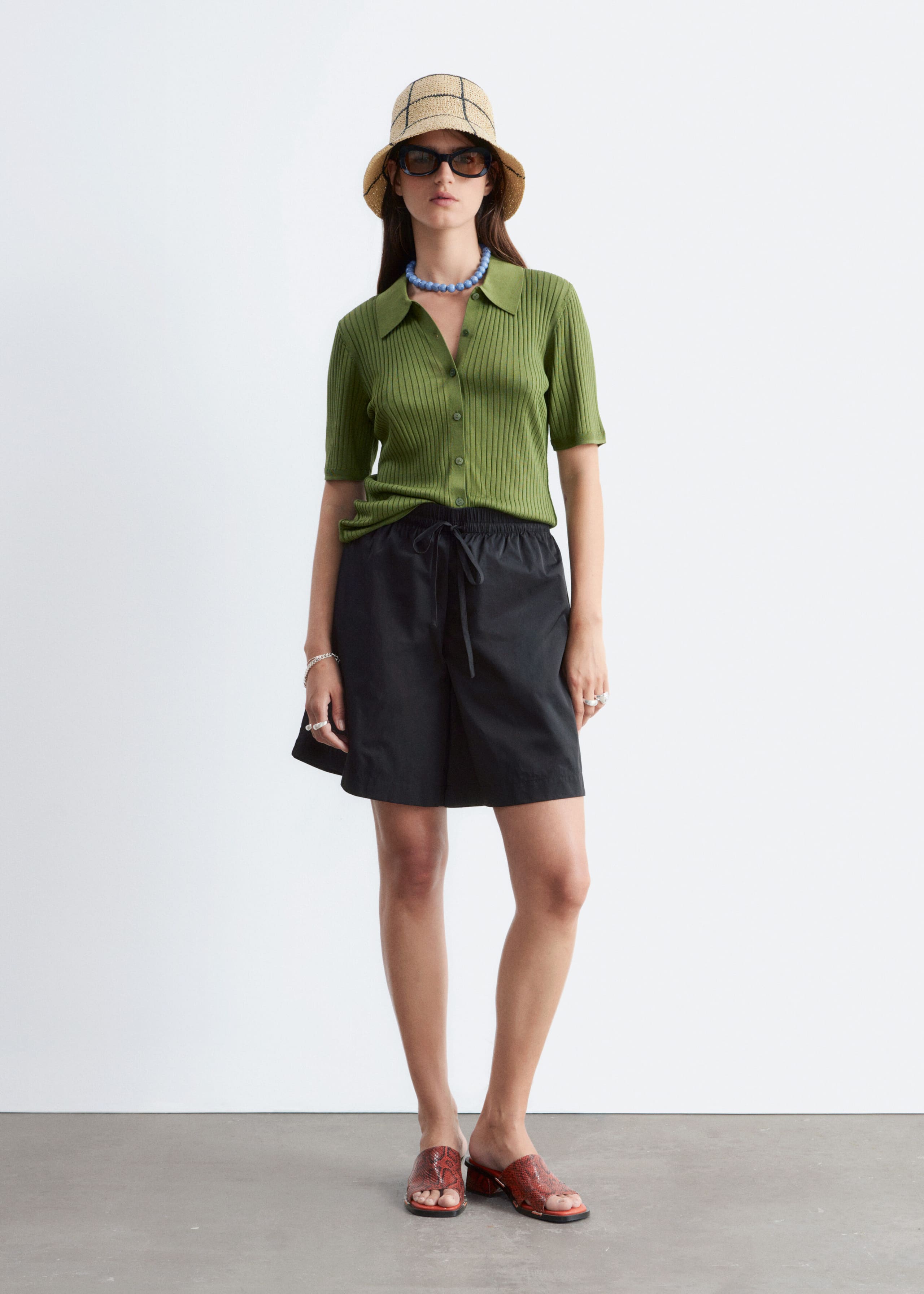 Image of Drawstring Knee-Length Shorts