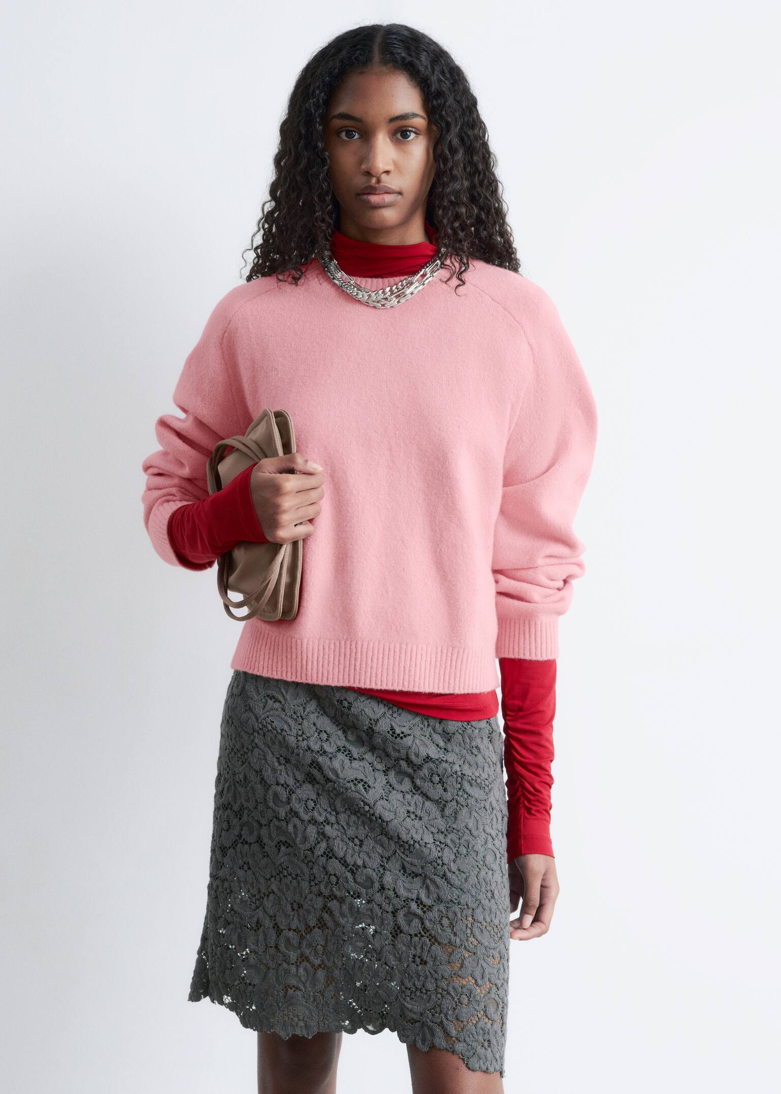 Knitted Sweater - Light Pink/Dark Red/Light Grey/Black/Dark Brown/Dark Blue/Light Green/Beige/Dark Turquoise - 3