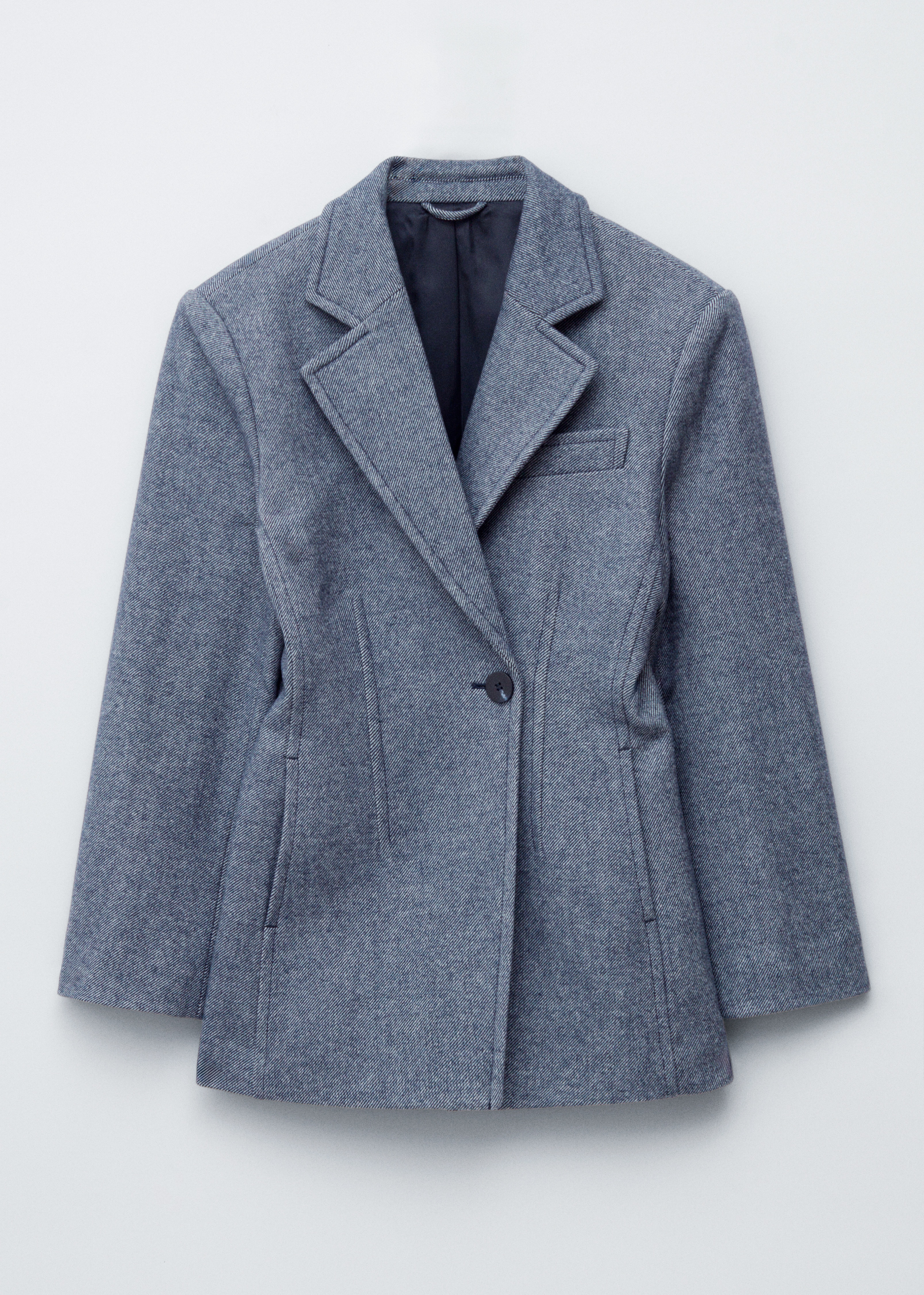 Sacou cambrat cu umeri căptușiți - Dusty Blue/Brown Checked