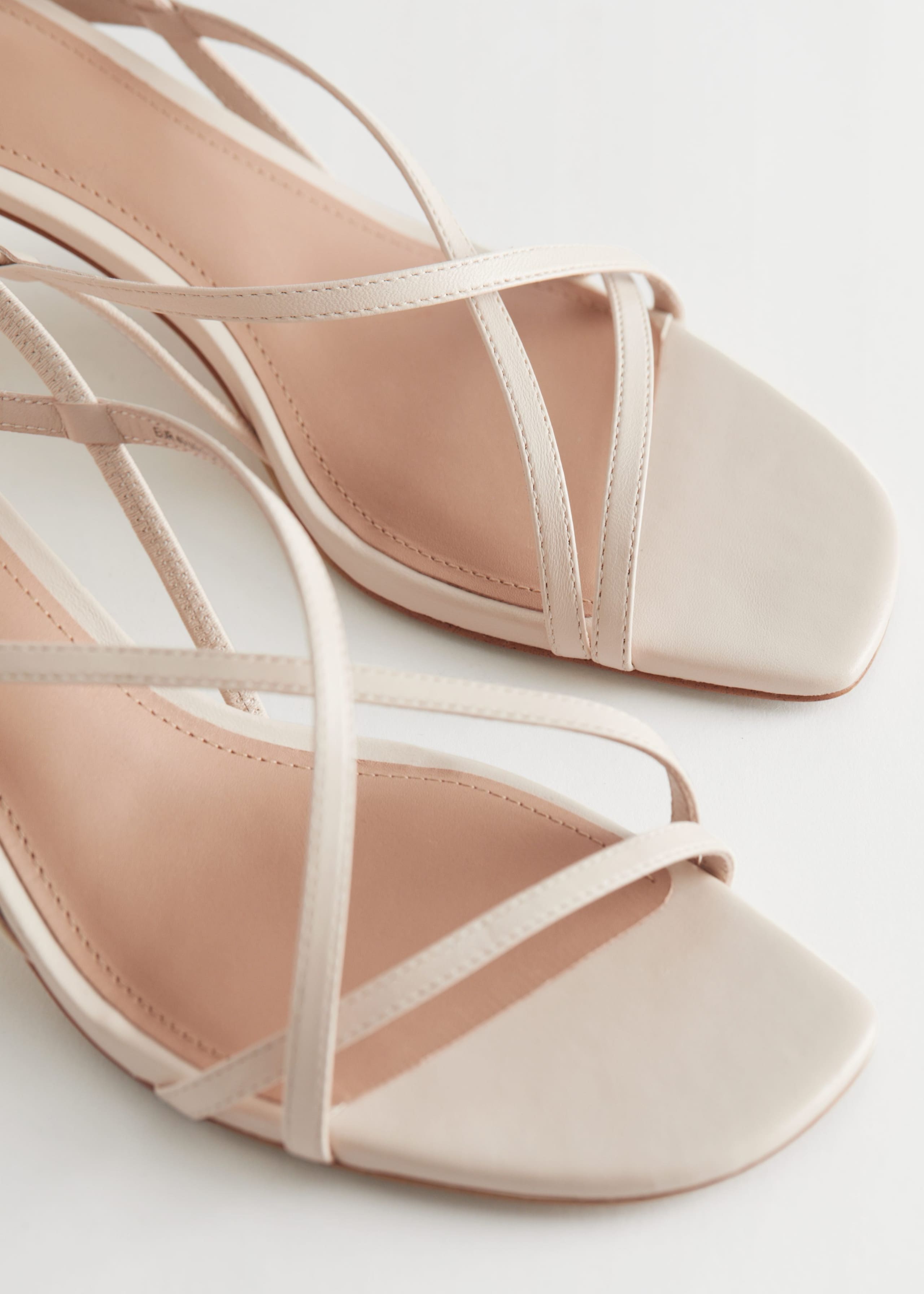 Image of Strappy Block Heel Leather Sandals