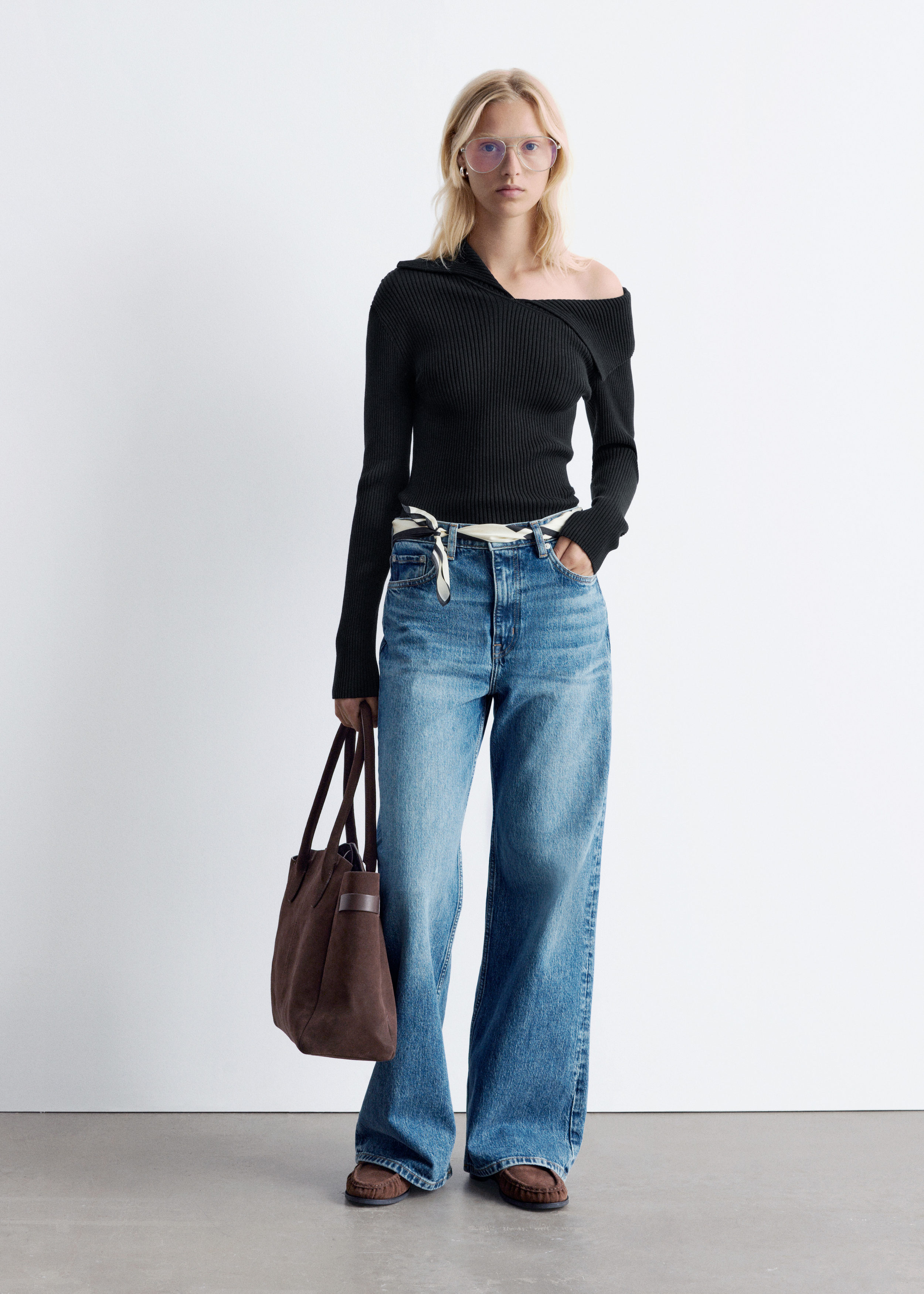 Rib-Knit Off-Shoulder Top - Black - & Other Stories US