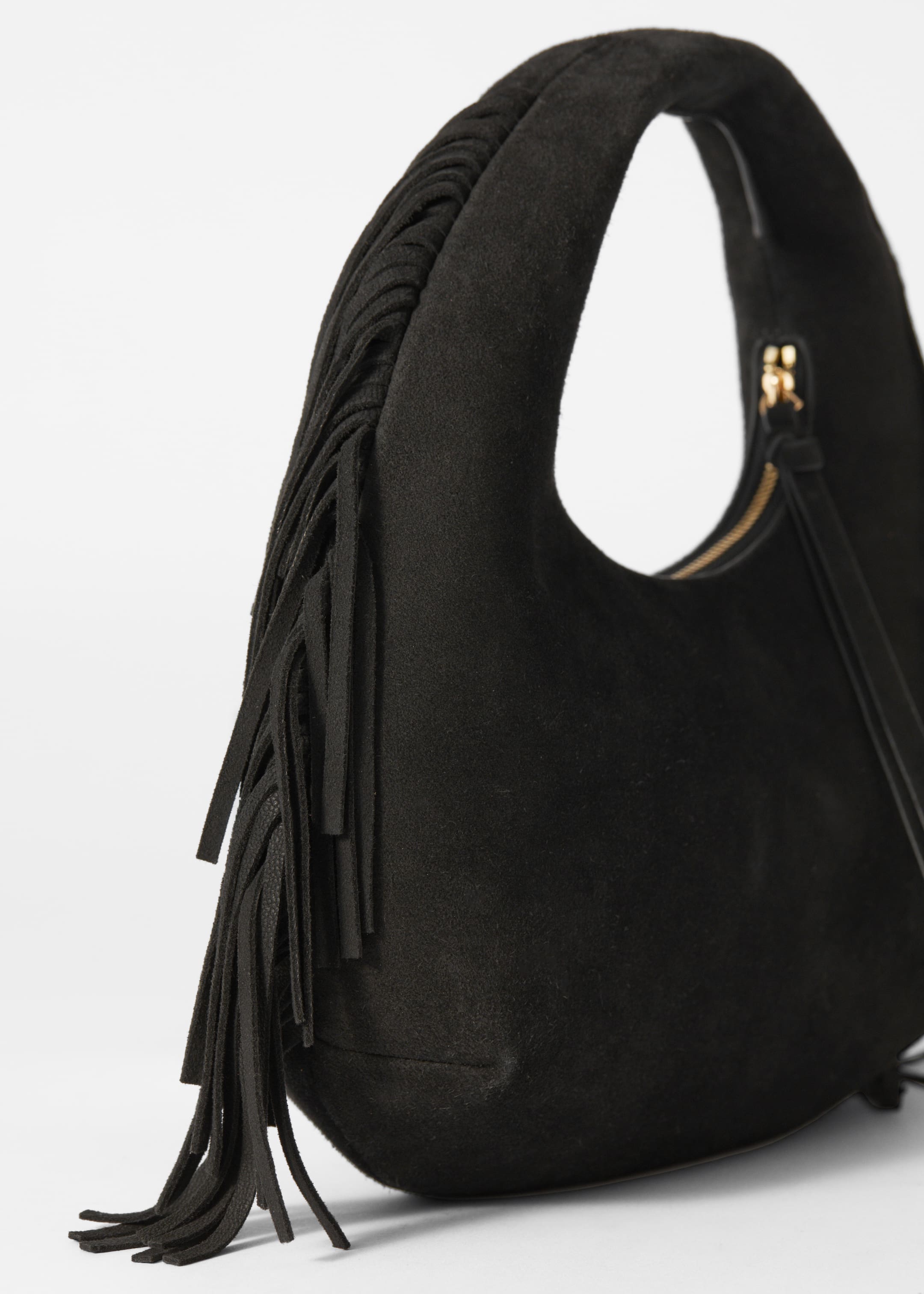 Visualizza immagine più grande: Borsa piccola in pelle scamosciata con frange - Pelle scamosciata nera - DONNA | H&M IT 4