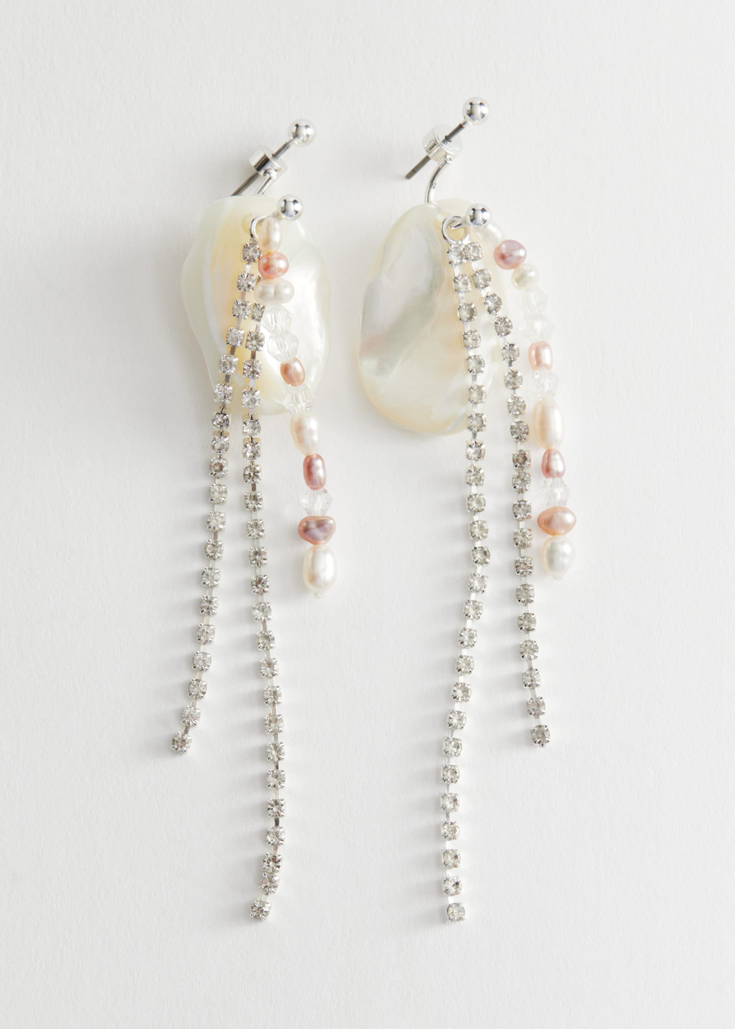Beaded Drop Earrings - White - Still Life