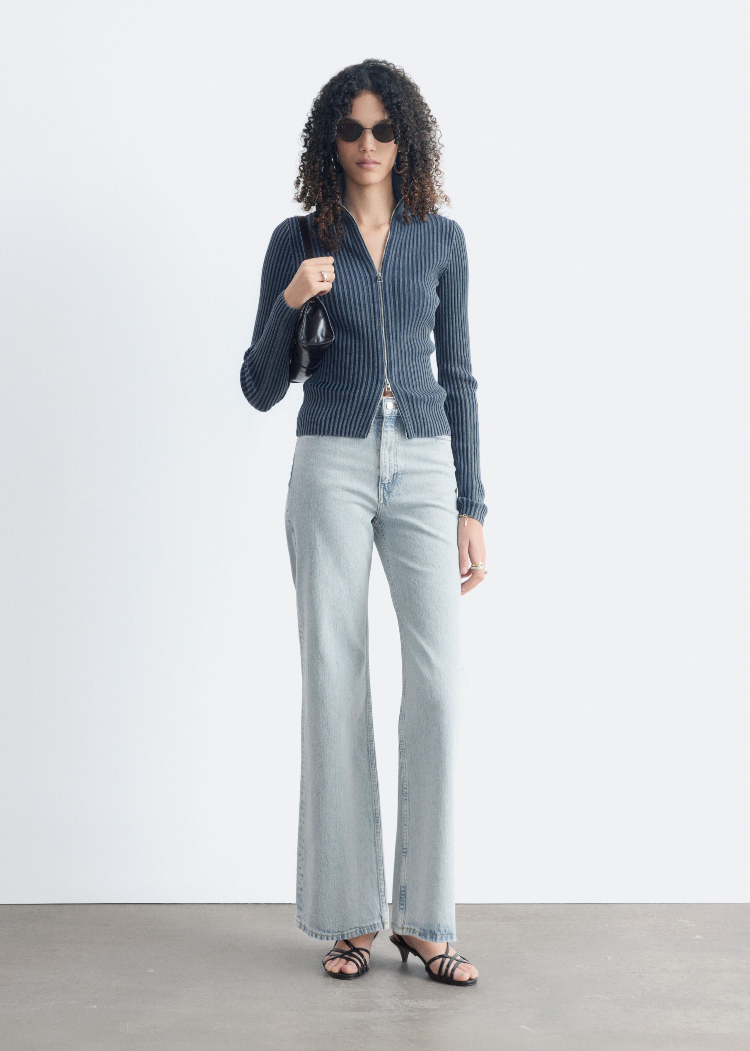 Zip-Up Turtleneck Cardigan - Dark Blue - Still Life