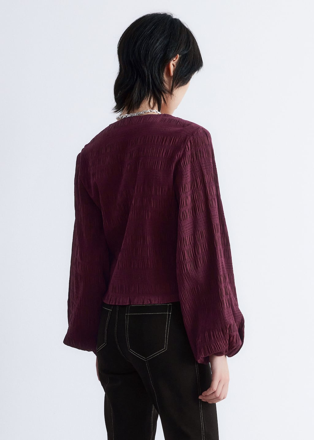 Image of Smocked Balloon-Sleeve Top