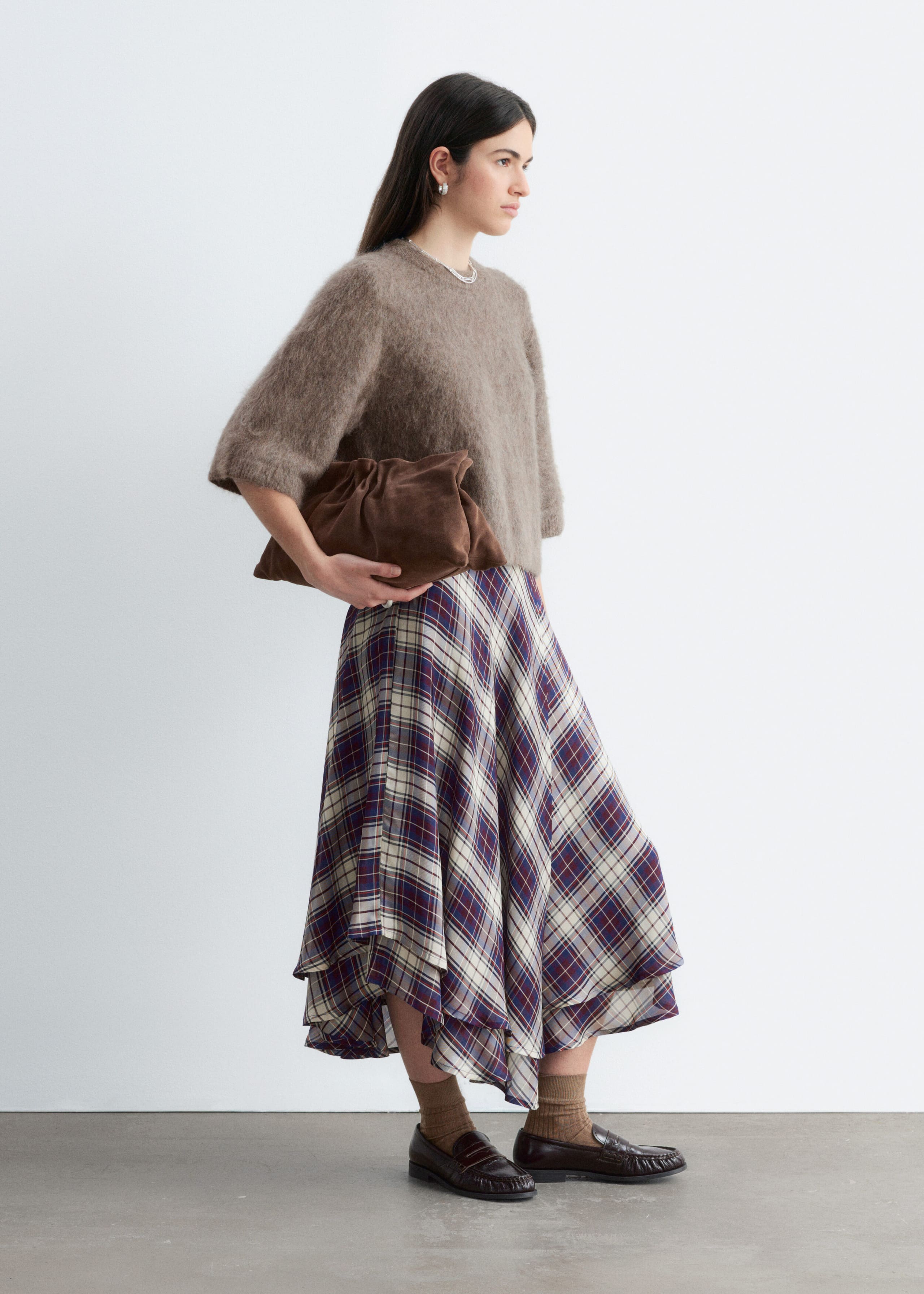 Mohair-Blend Knitted T-shirt - Brown - Lookbook