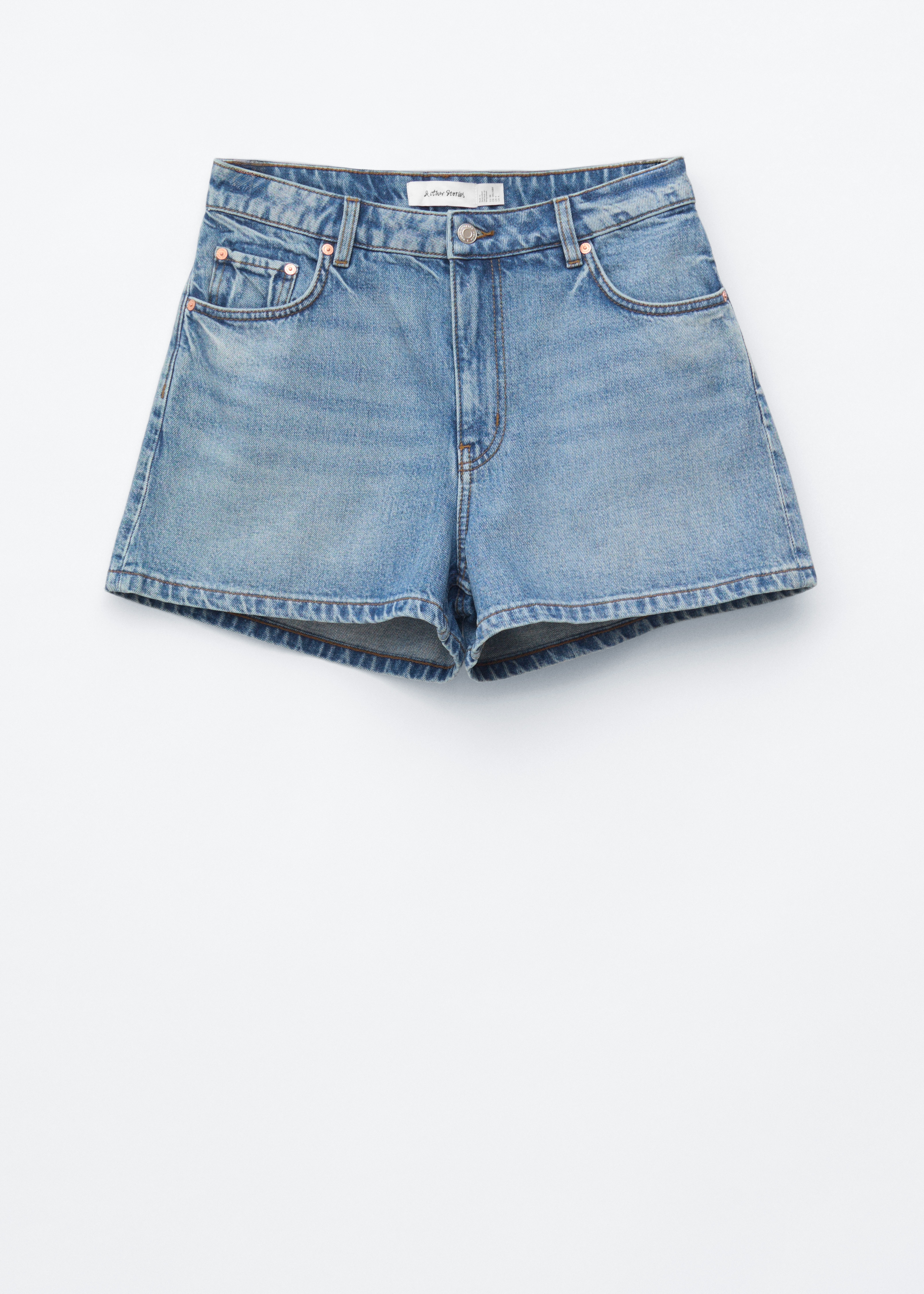 Shorts in denim dalla vestibilità rilassata - Blu medio/Nero