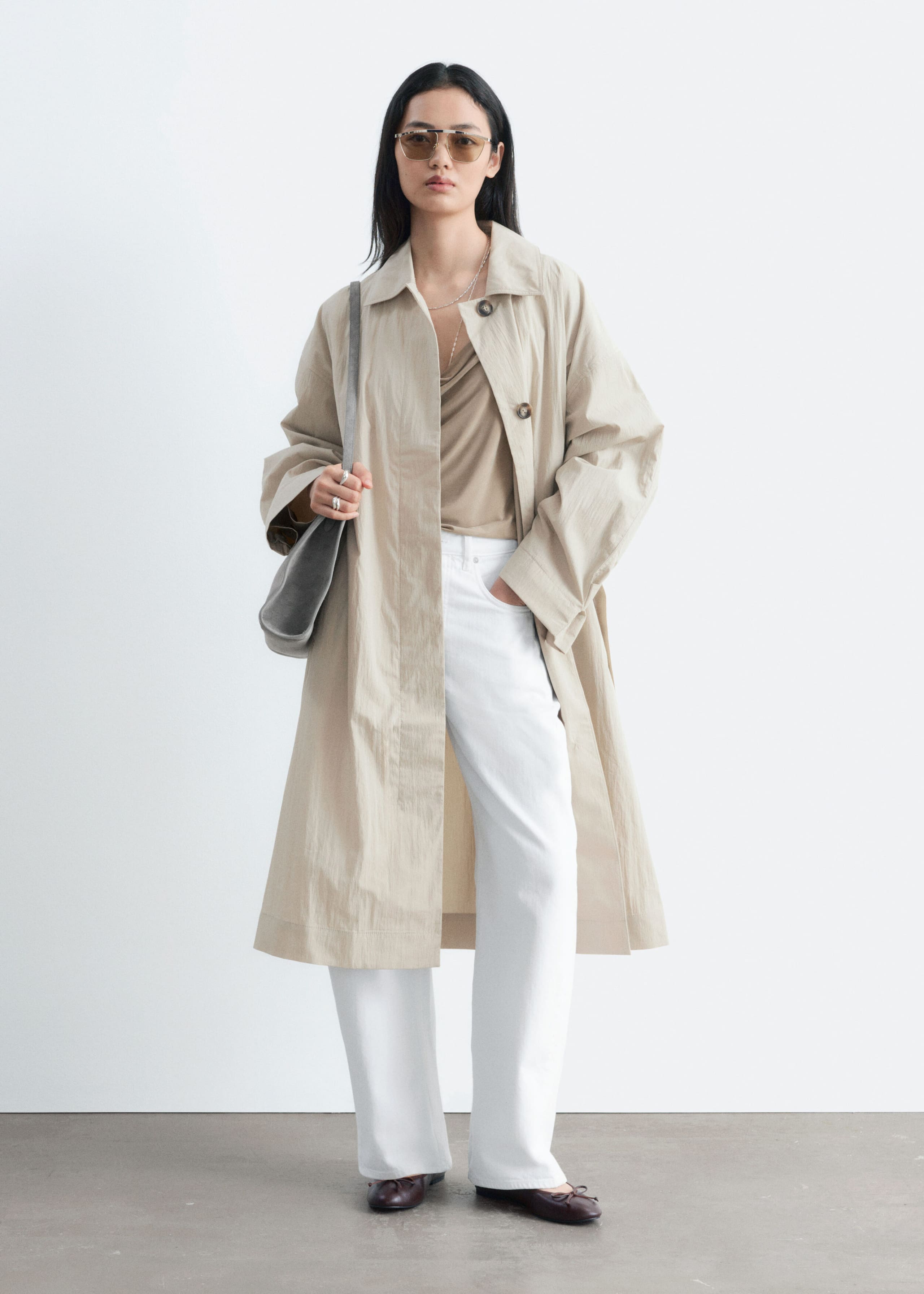 Belted Car Coat - Light Beige - Still Life