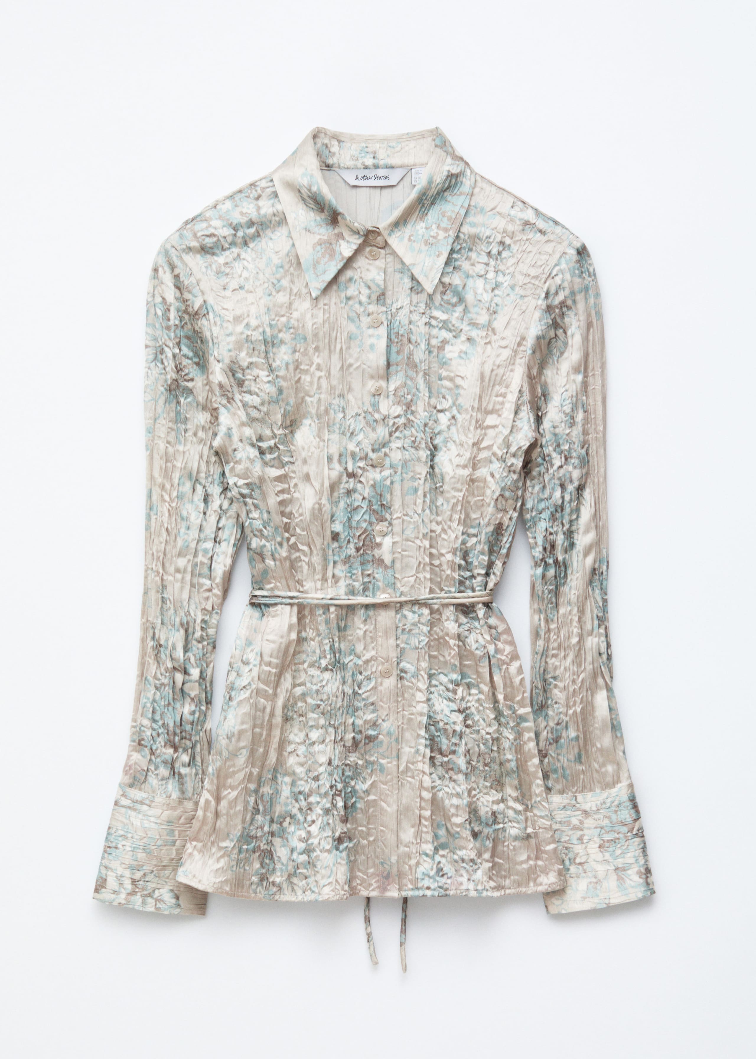 Image of Tie-Belt Crêpe Shirt