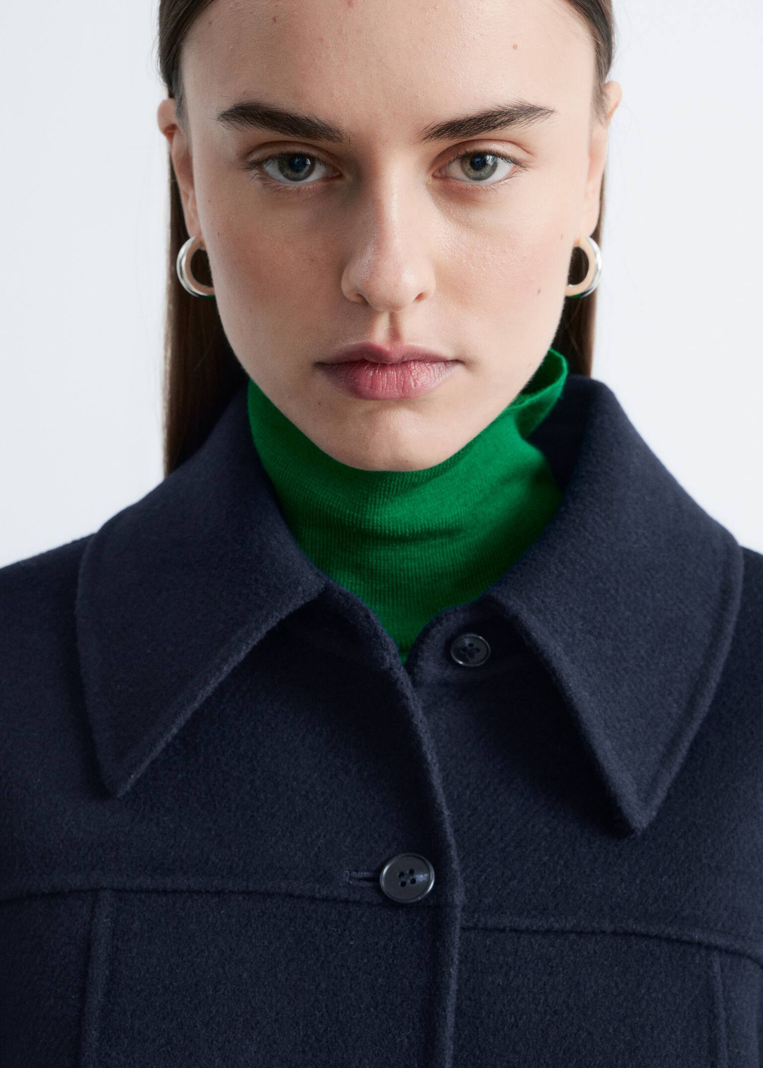 Tapered Wool Jacket - Navy Blue/Beige - 6