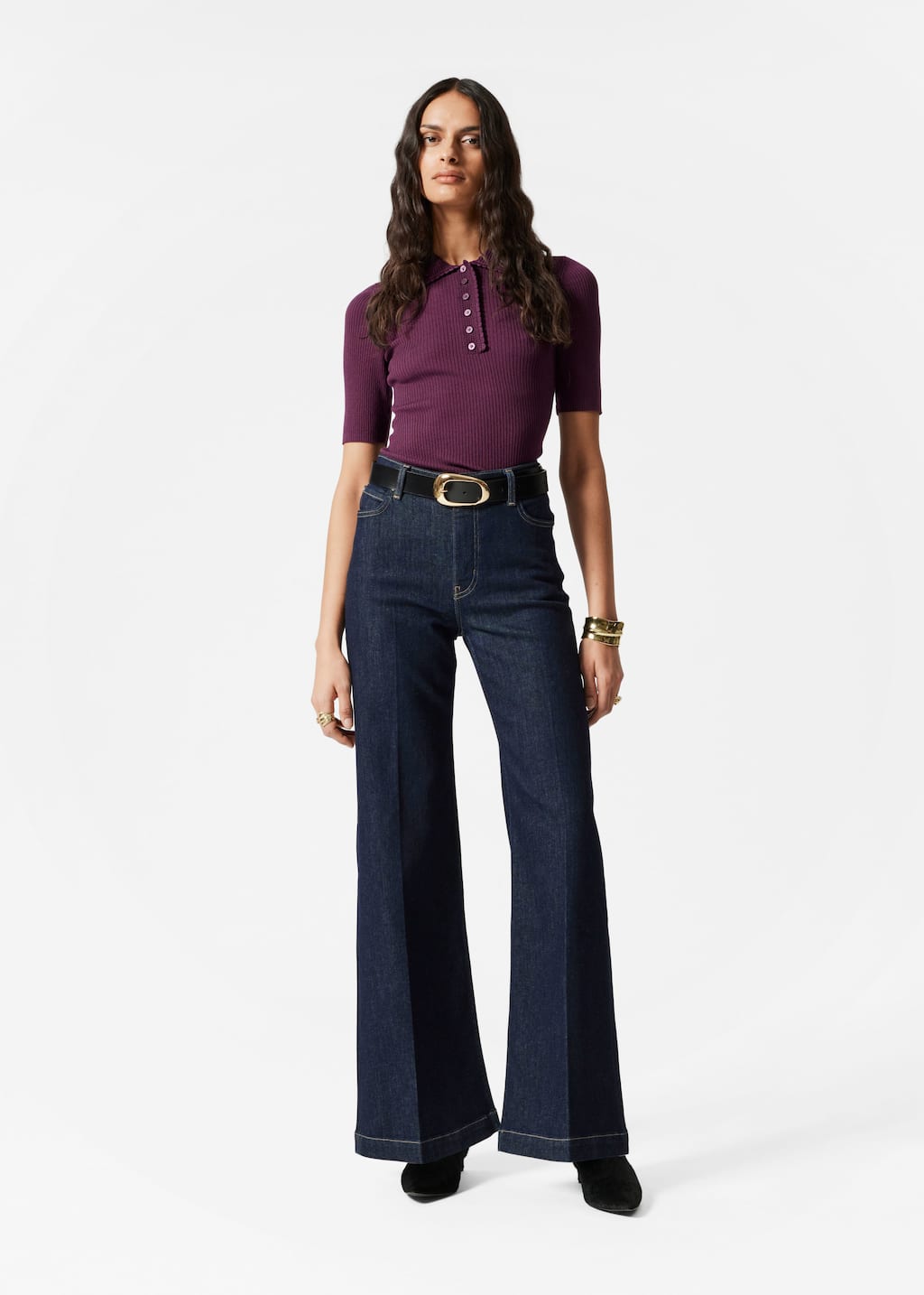 Top de punto de canalé con bordes ondulados - Crema - Lookbook
