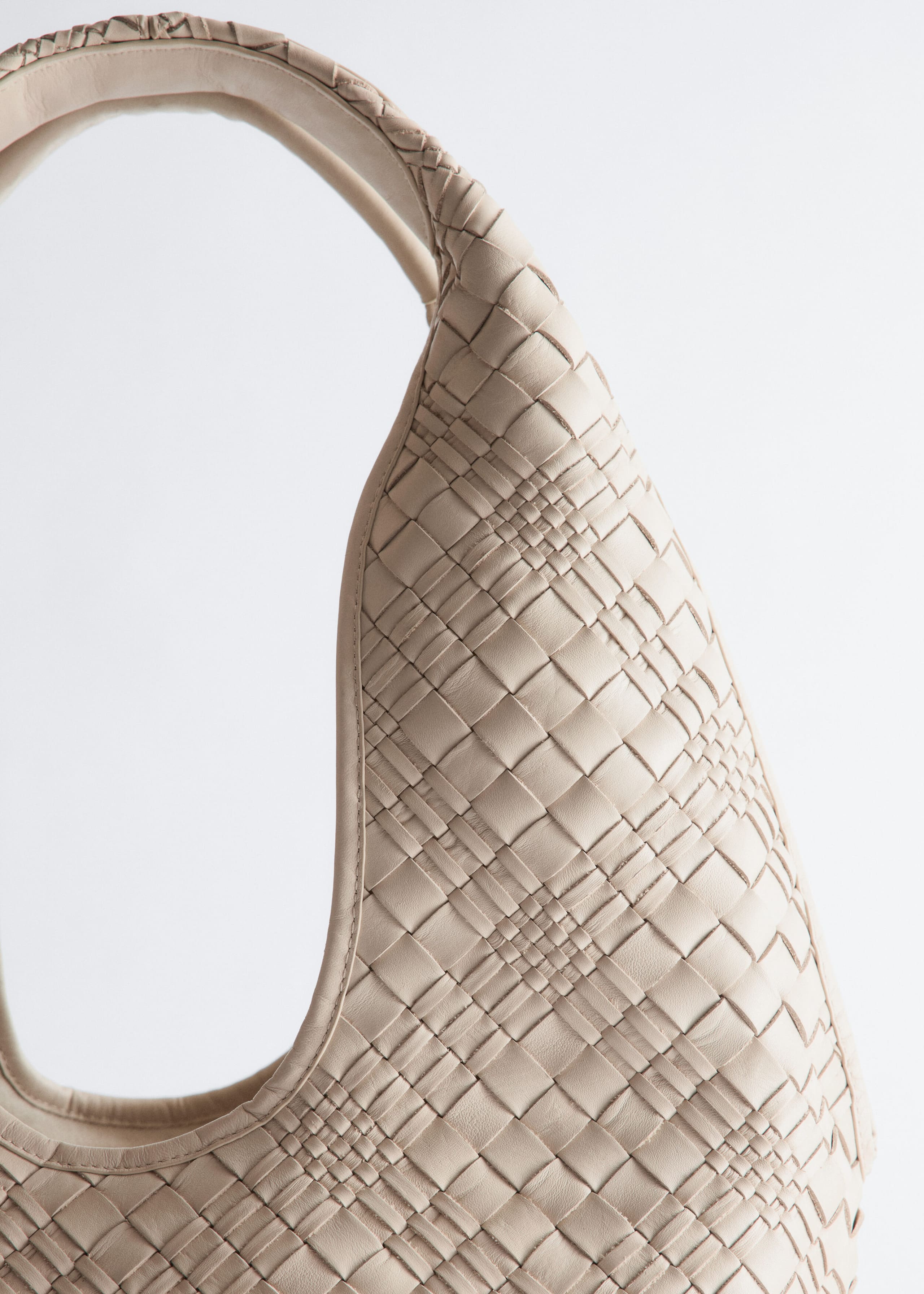 Tragetasche aus geflochtenem Leder - Hellbeige - Stillleben