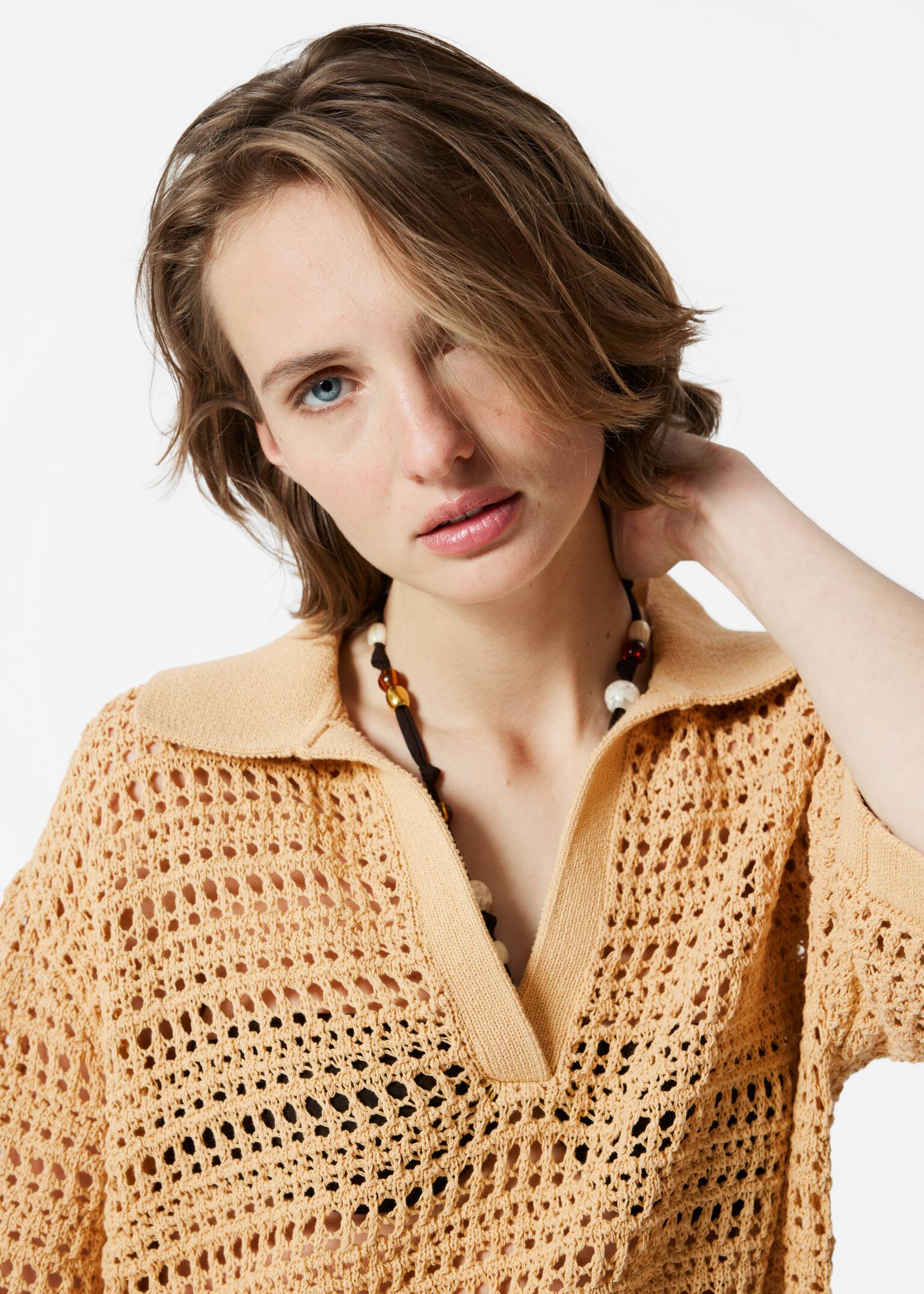 Polo in maglia pointelle - Giallo - 4