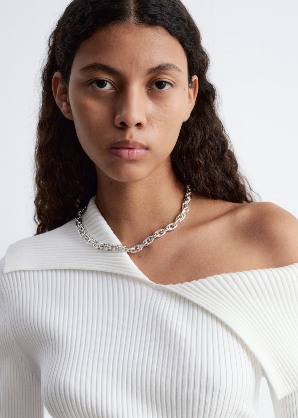 Image of Rib-Knit Off-Shoulder Top