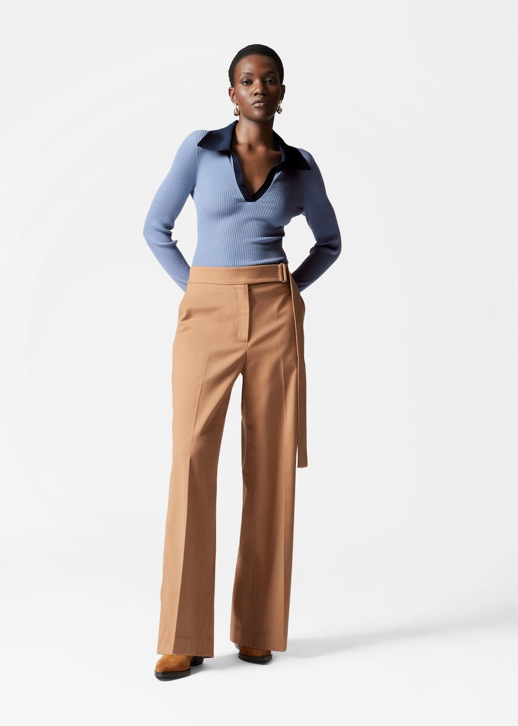 Pantalones sastre anchos - Marrón - Lookbook