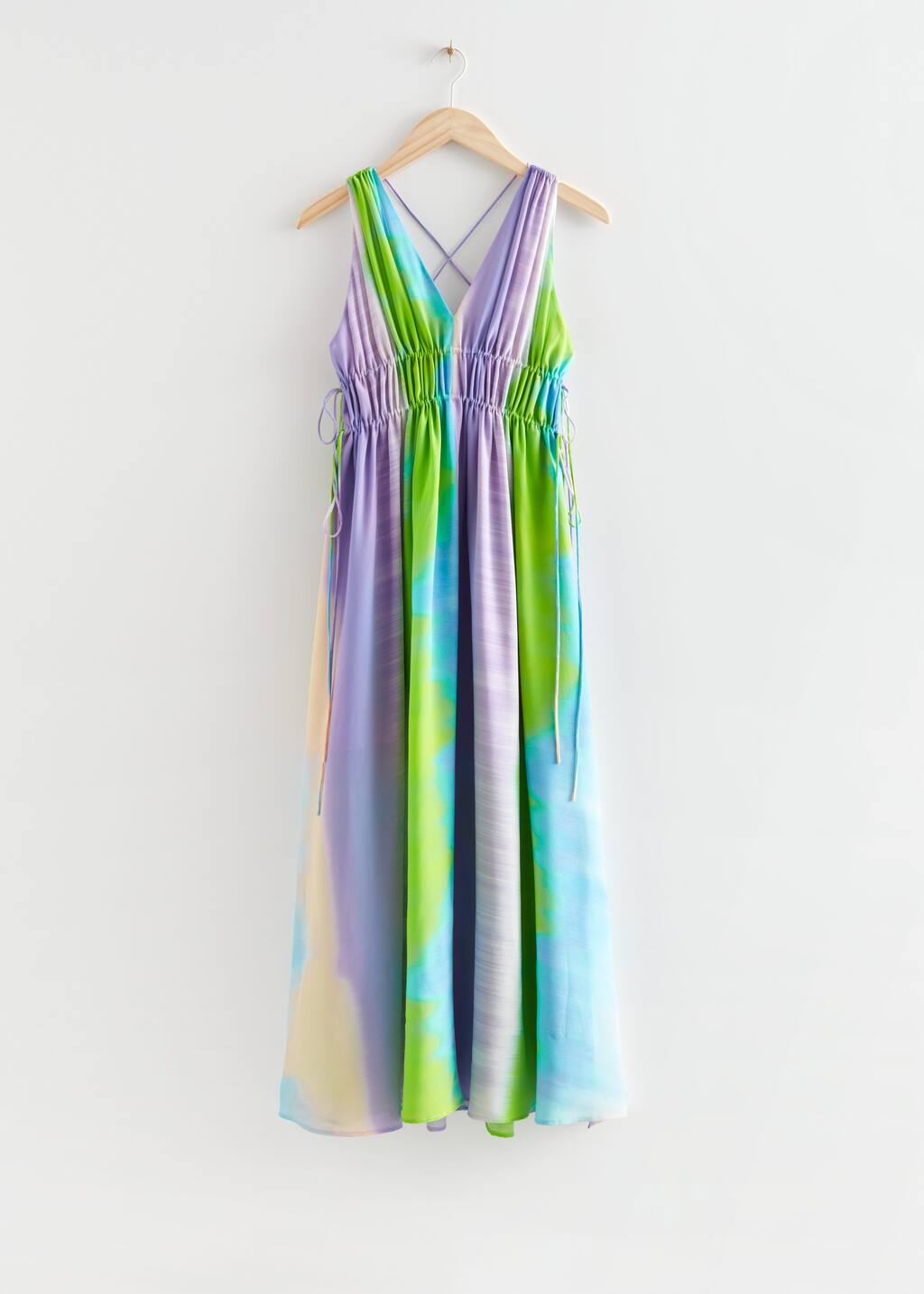 Printed Silk Maxi Dress - Green/Lilac/Blue - Still Life