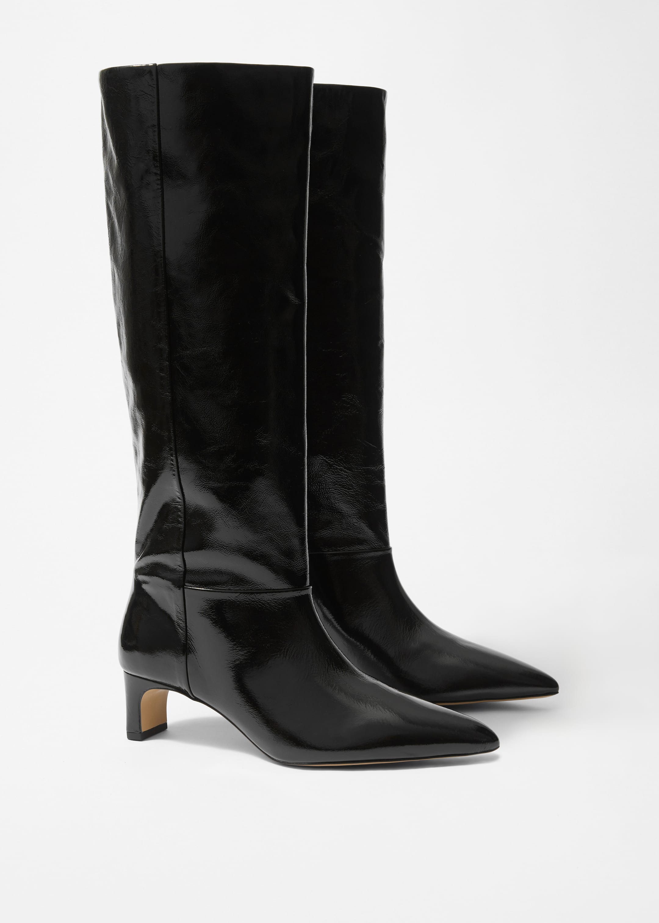 View larger image: Pointed-Toe Knee-High Boots - Black patent leather - Ladies | H&M GB 2