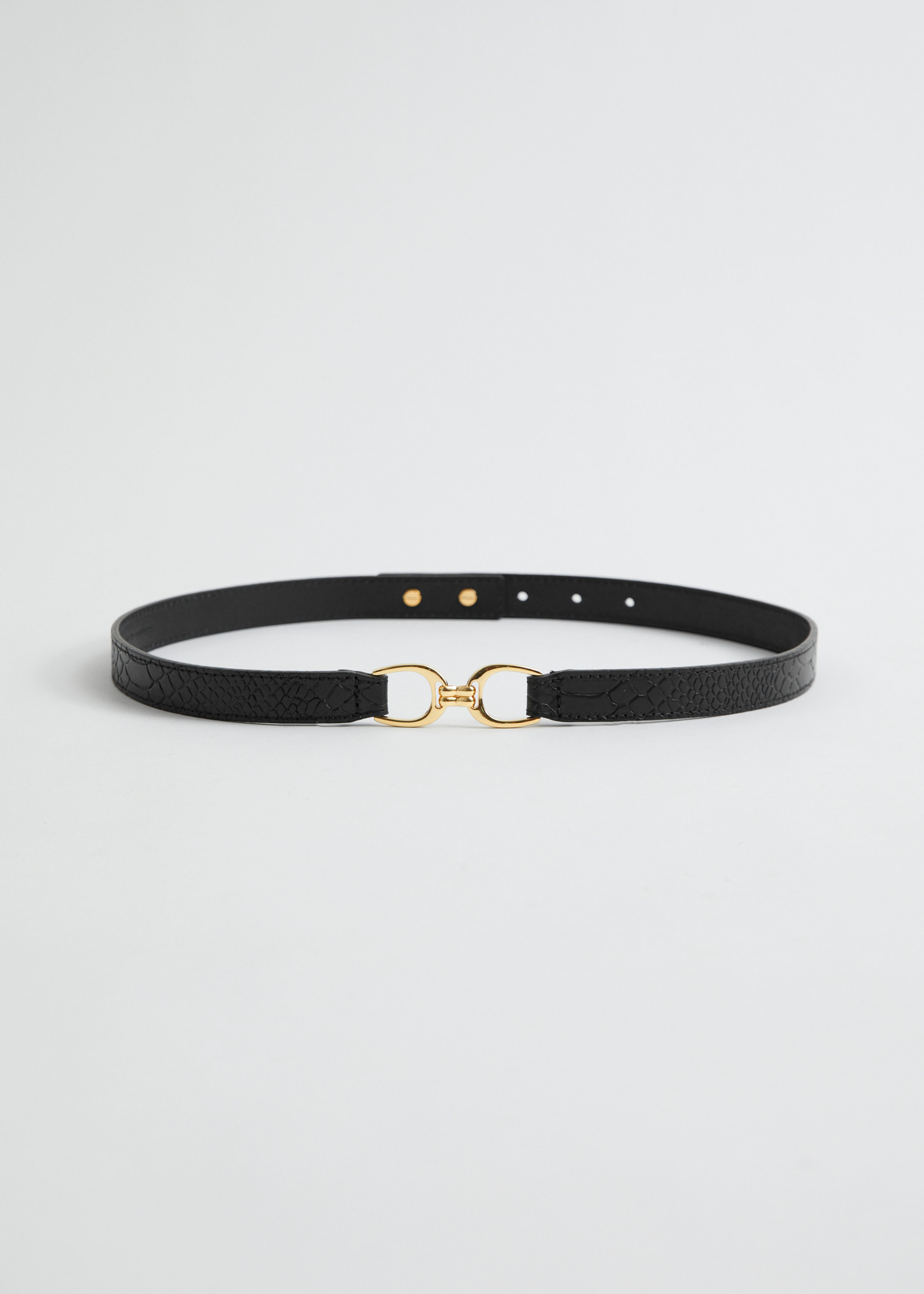 Croco Effect Mid-Waist Leather Belt