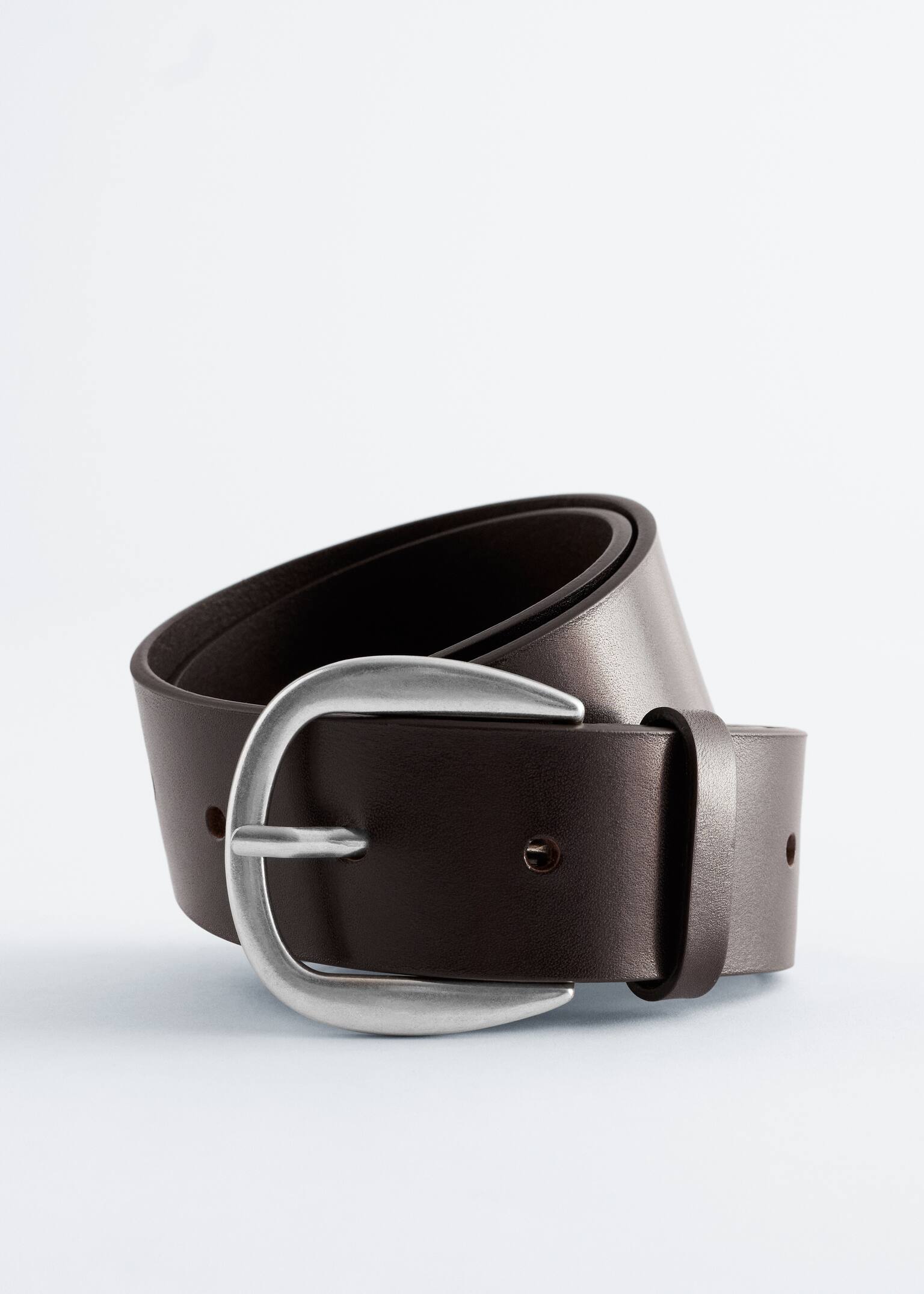 Skórzany pasek - Ciemnobrązowy/Czarny - 3