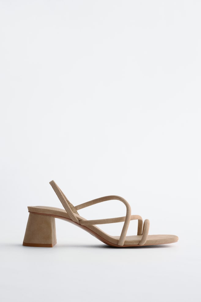 Sandales à talons épais et brides - Beige/Marron foncé/Beige - 1