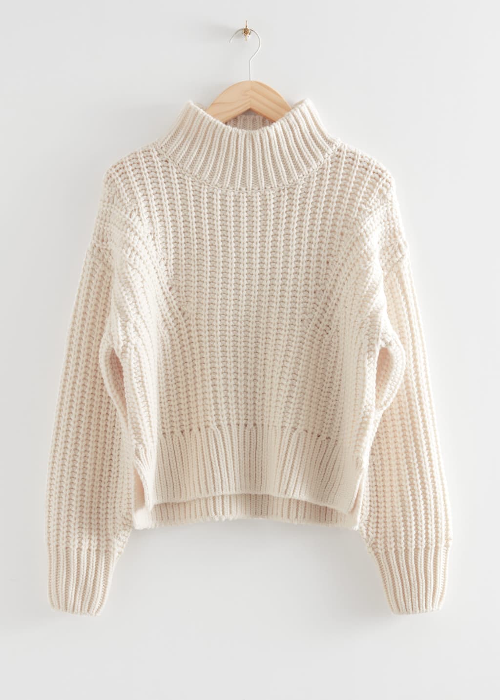 Pull à col montant en grosse maille - Blanc - Still Life